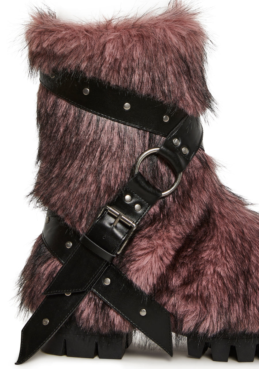 Low Wild Instincts Faux Fur Boots - Pink - alternate