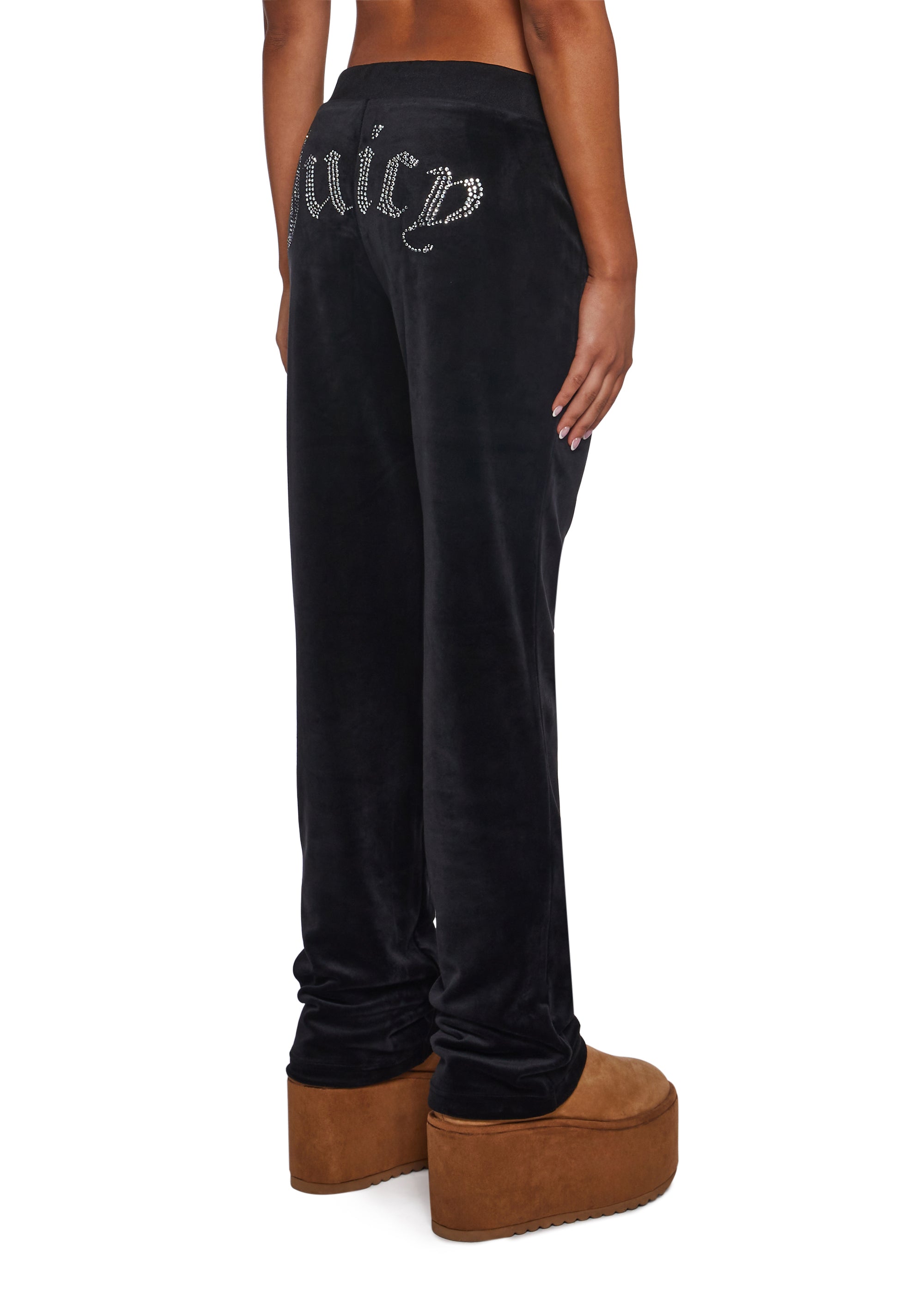 OG Big Bling Velour Track Pants - Black