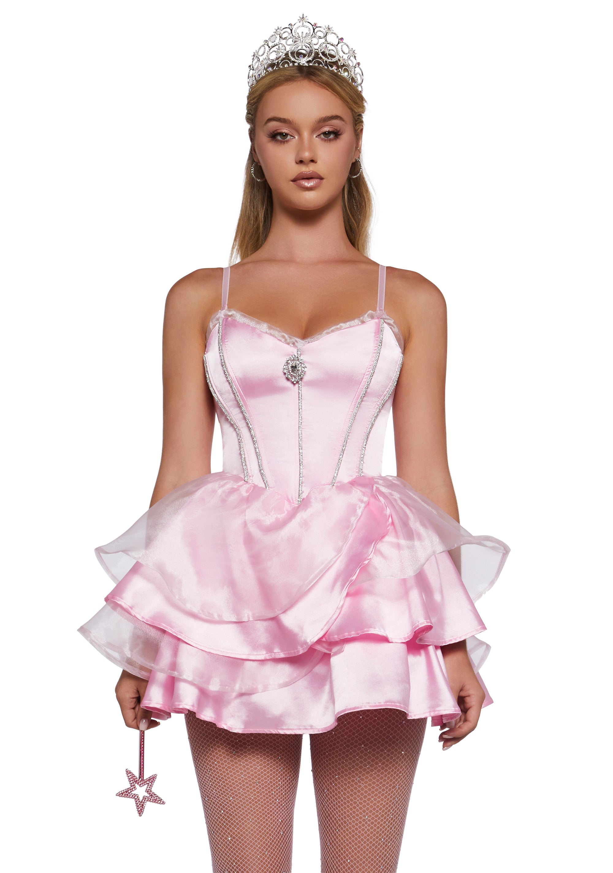 Womens Sexy Halloween Wicked Glinda Wizard Of Oz Good Witch Costume