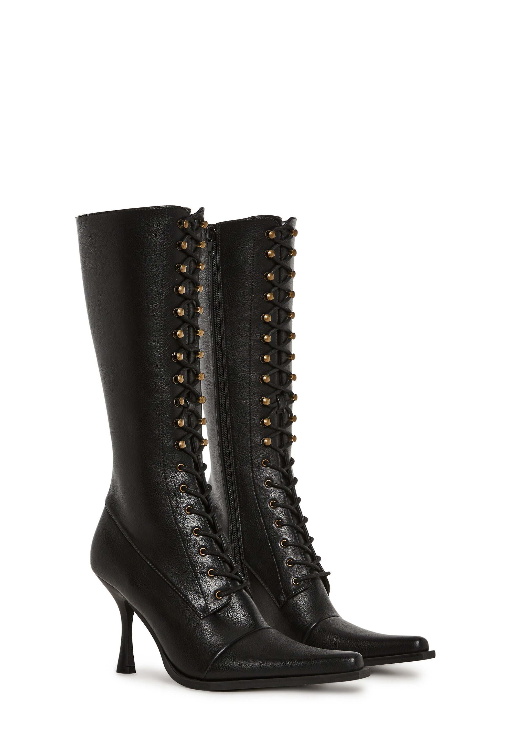 Vegan Leather Side Zipper Lace Up Boots Generation Kiss