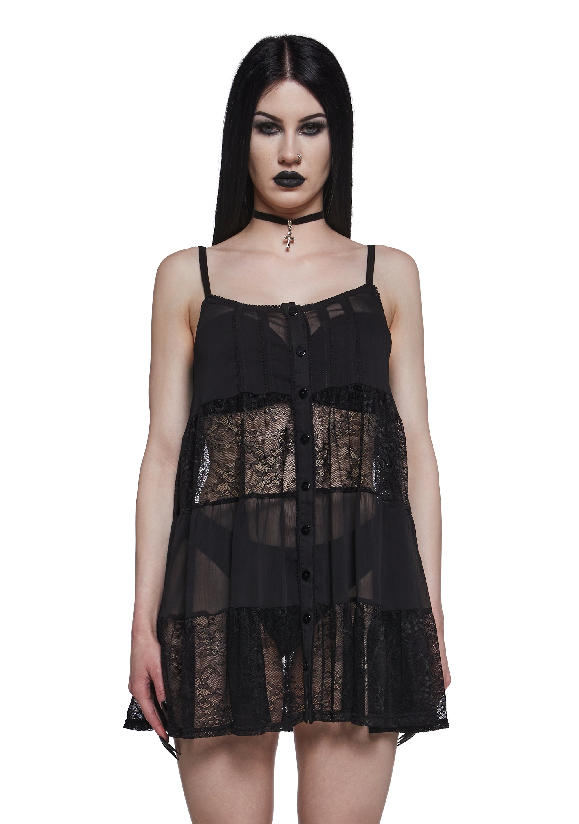 Goth Romantic Lace Boho Babydoll Dress