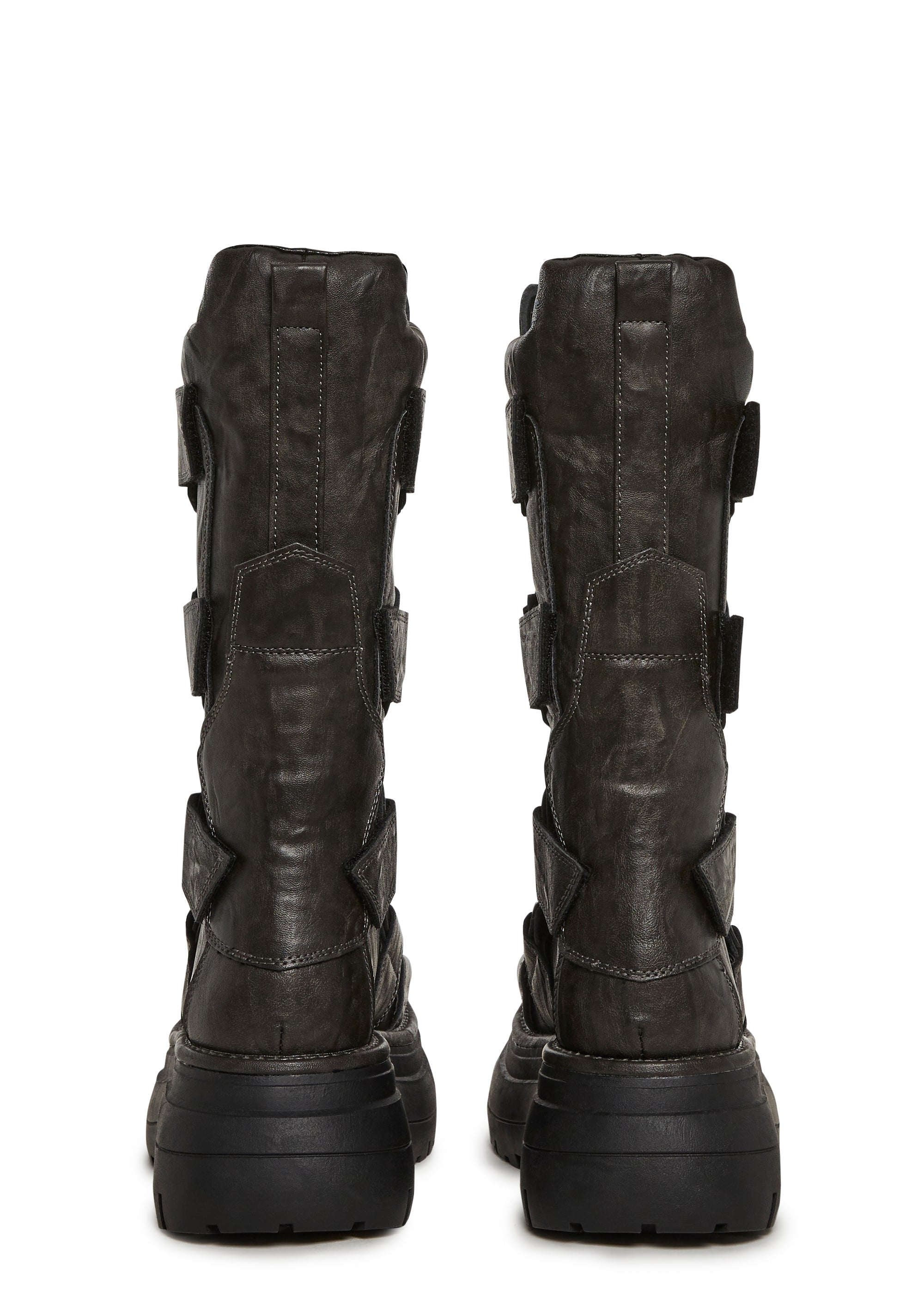 トップス GOT GOT TOWN BOOT COUTURE Oversized Buckles Lace Up Vegan Leather Motorcrossed Platform