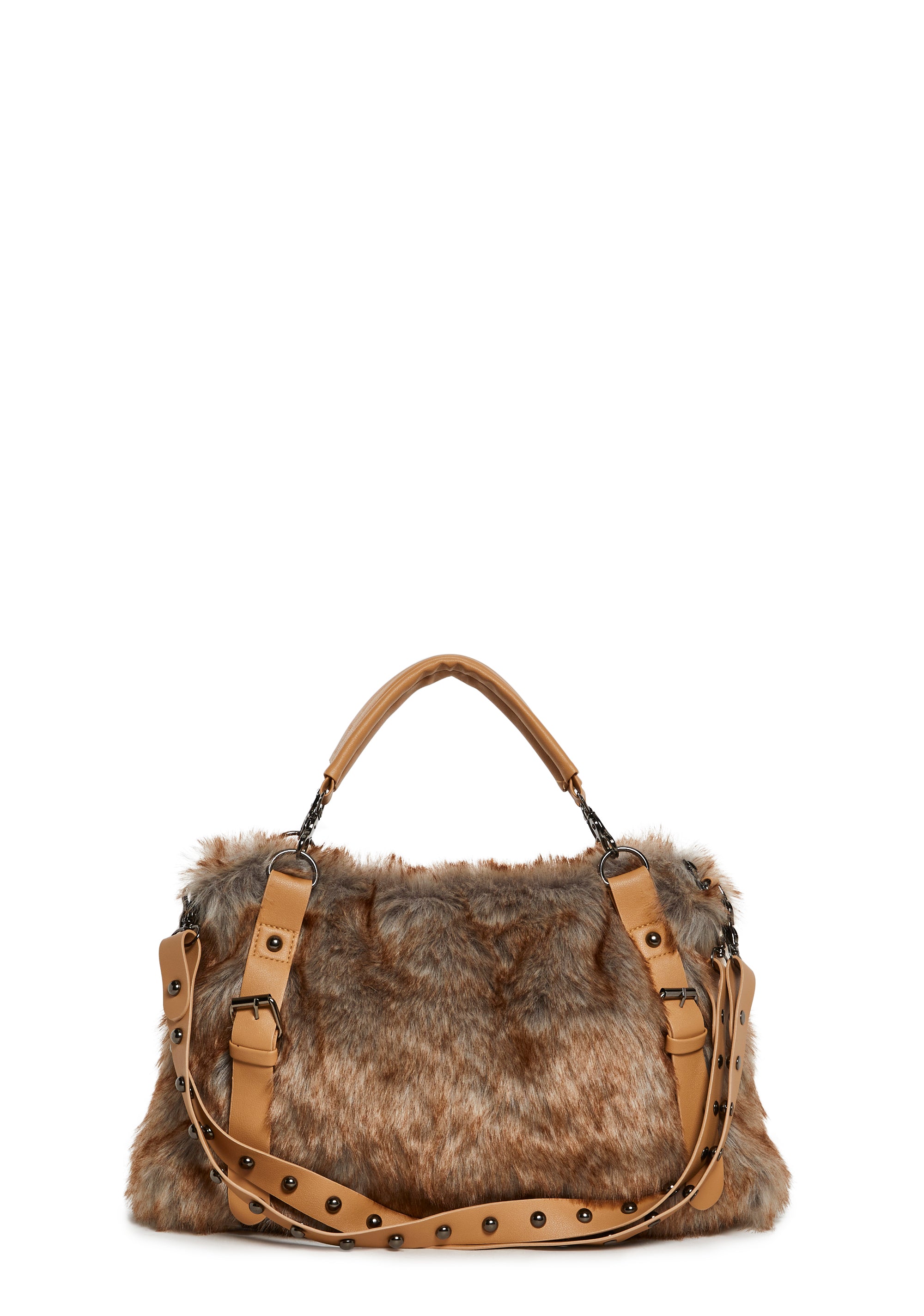 Faux Fur Handbag With Straps Generation Kiss - Brown – Dolls Kill