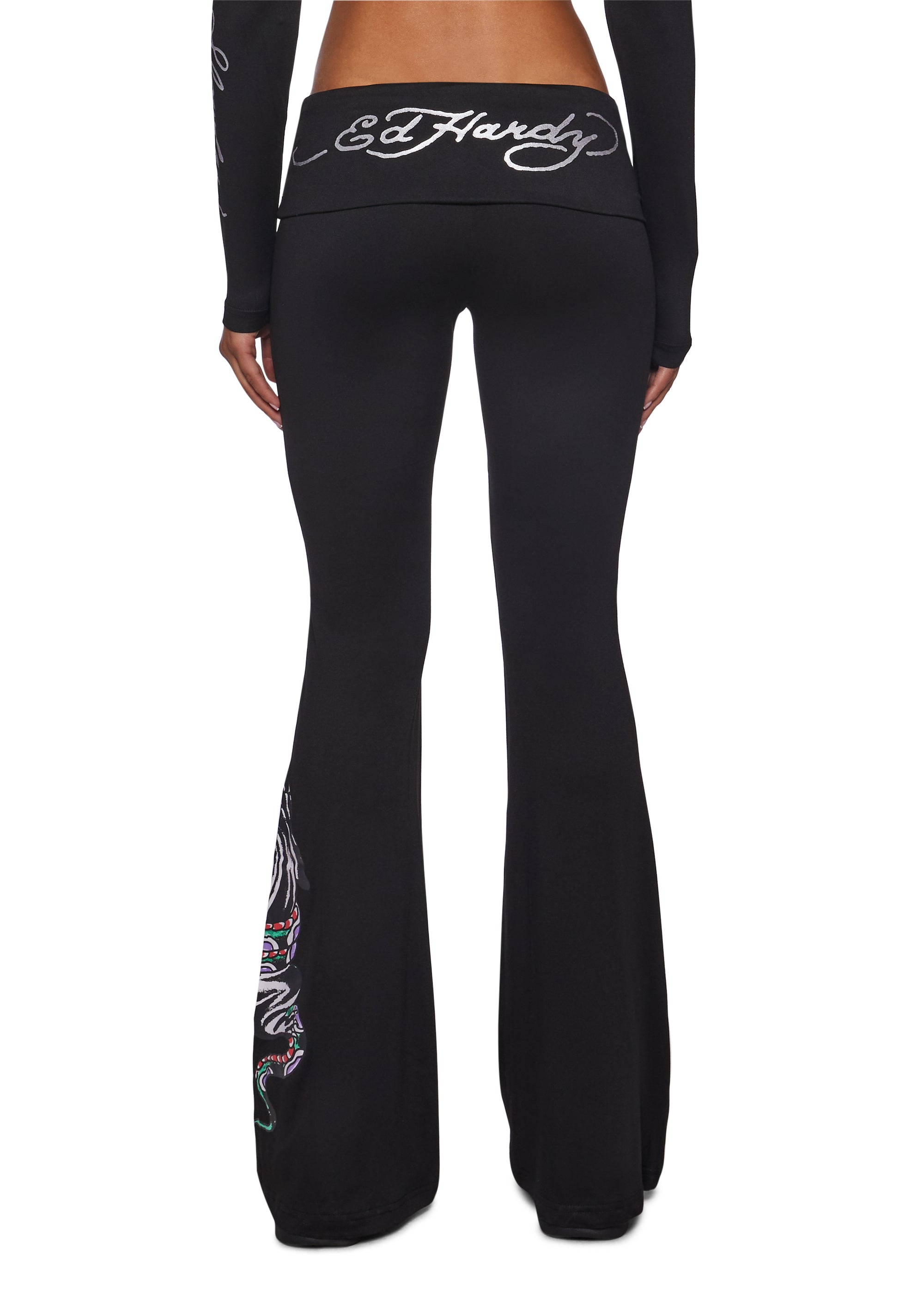 Ed Hardy Y2K Grungy Yoga pants with Panther Snake Tattoo Graphic