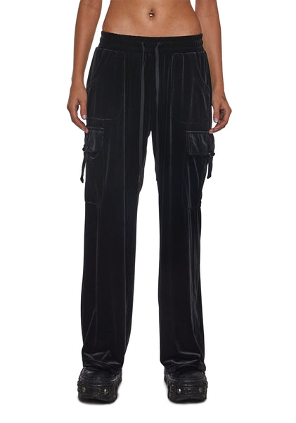 Ego Velour Cargo Sweatpants Darker Wavs - Black – Dolls Kill