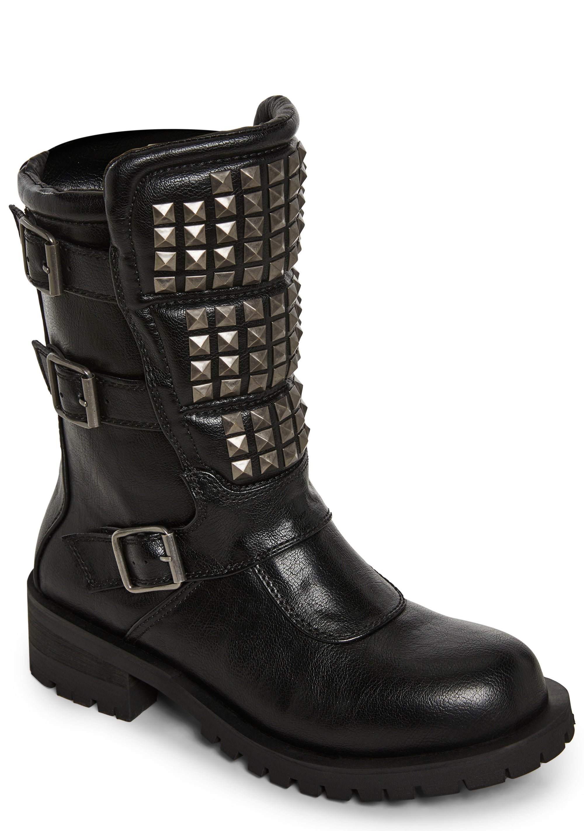 Pull On Studded Wrap Boots Buckled Darker Wavs - Black – Dolls Kill