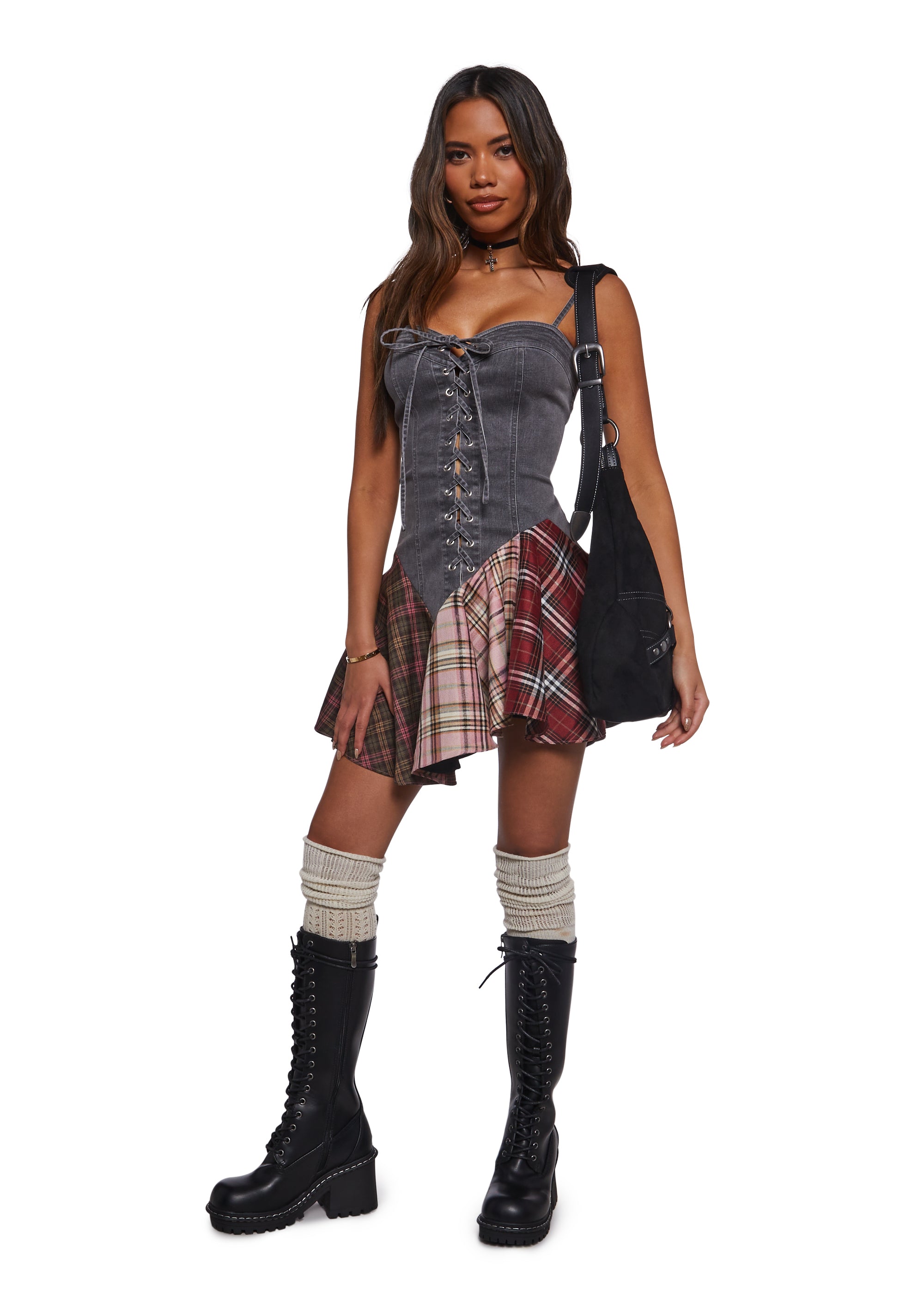 Womens Denim Patchwork Dress Current Mood - Multi Dolls Kill Womens Denim Patchwork Dress Current Mood - Multi Dolls Kill