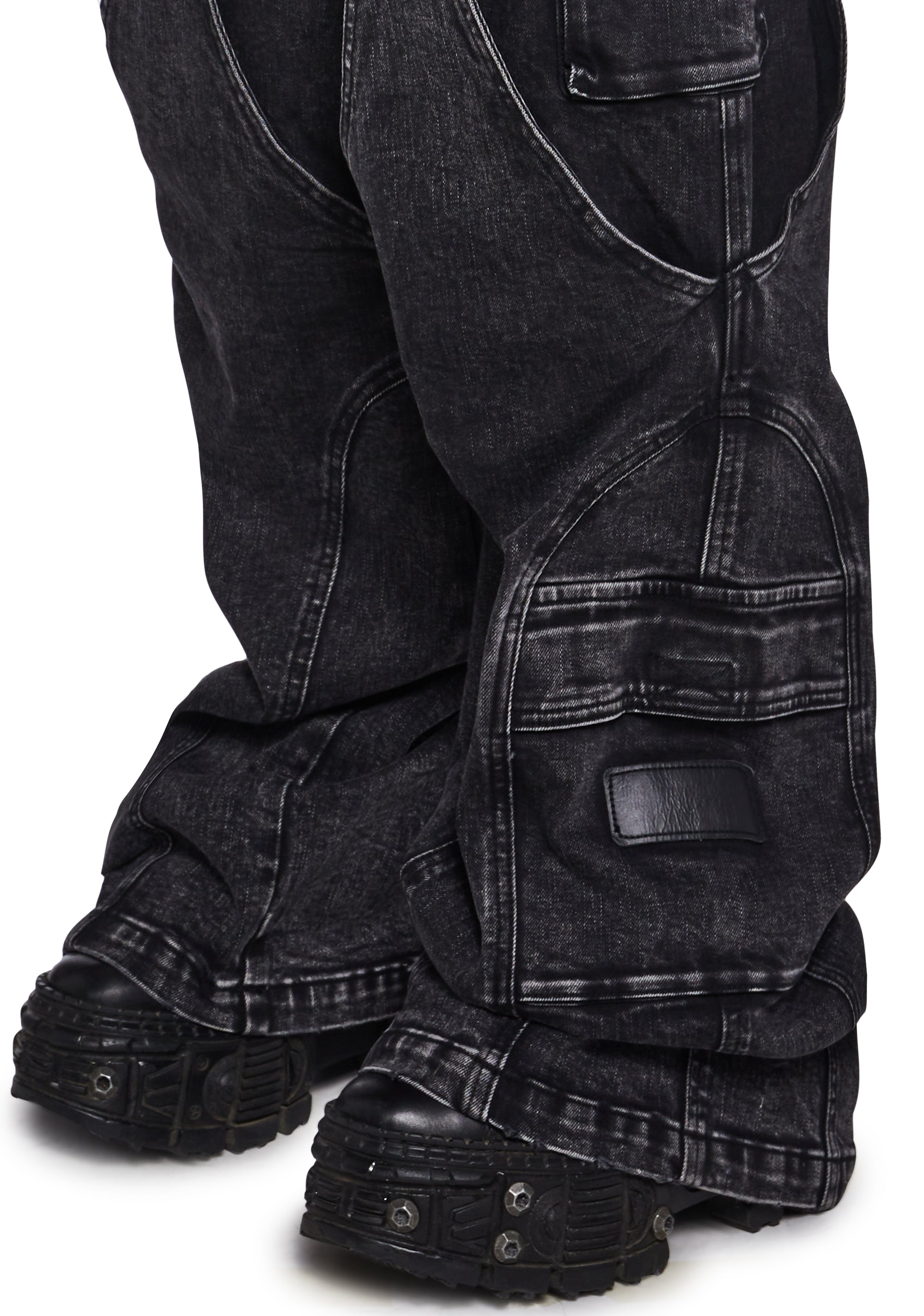 Womens Denim Wide Leg Pants Y2K Darker Wavs - Black – Dolls Kill
