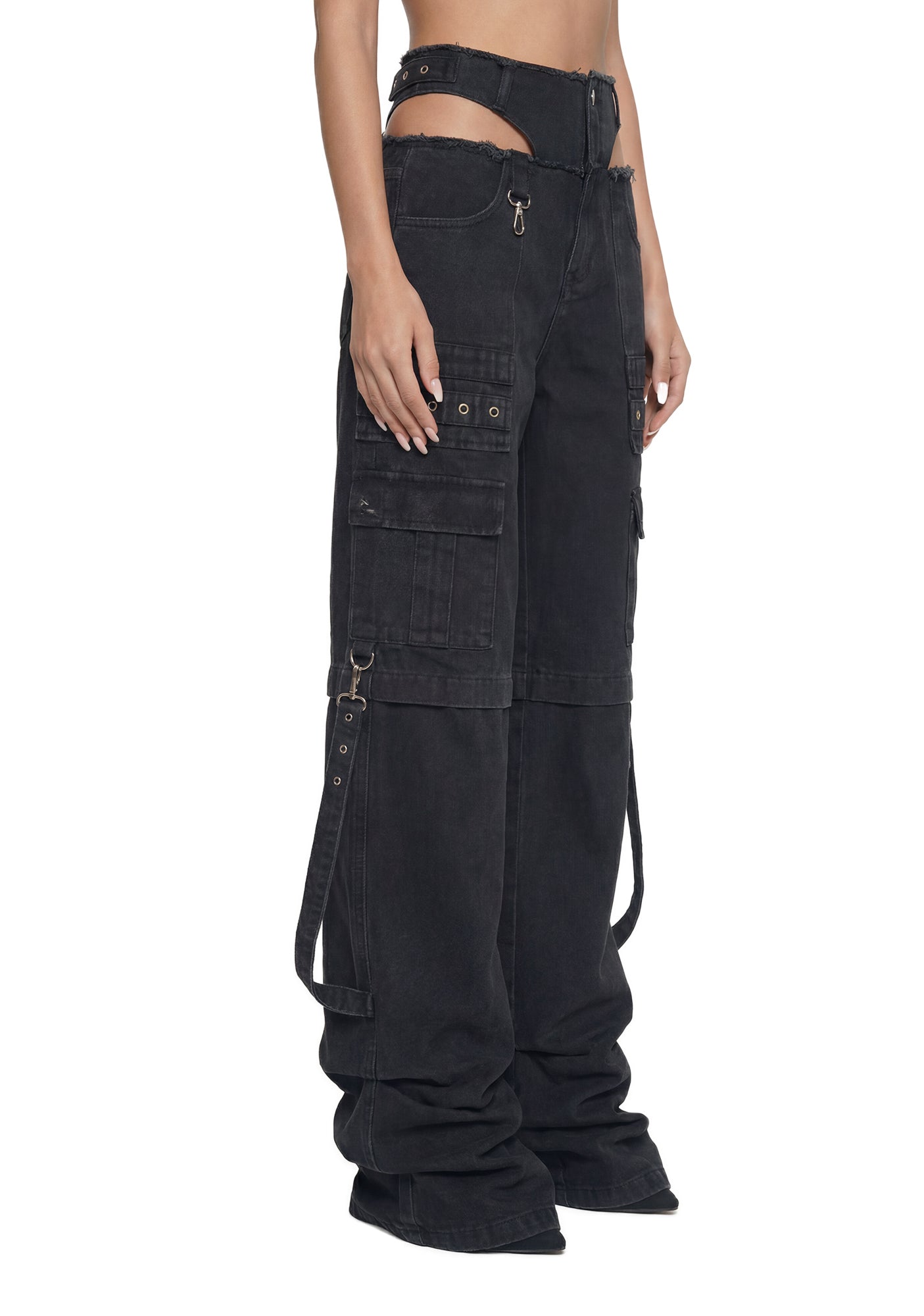 Namilia Cargo Denim Panty Trousers - Black – Dolls Kill
