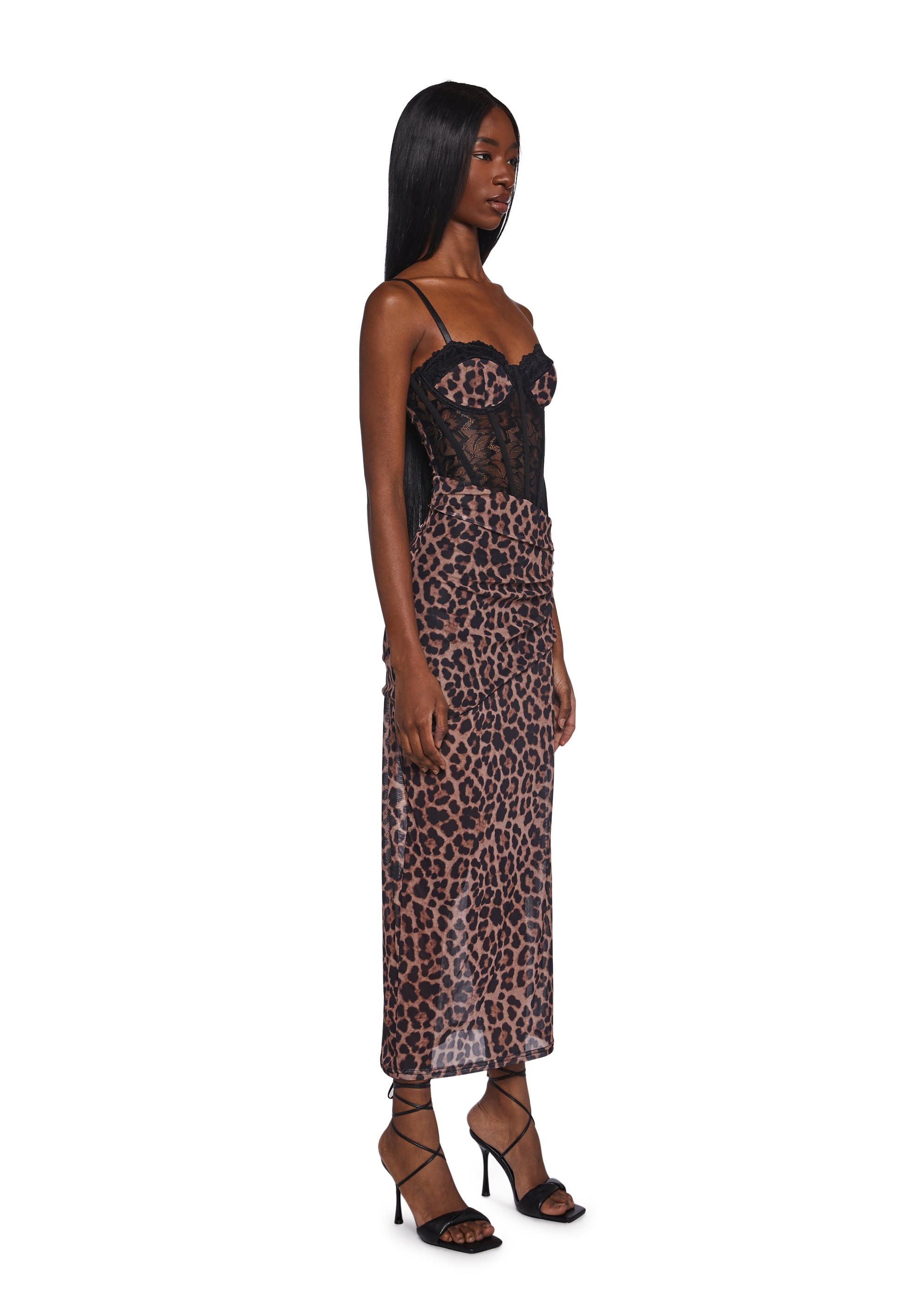 LEOPARD LACE BUSTIER BODYCON DRESS
