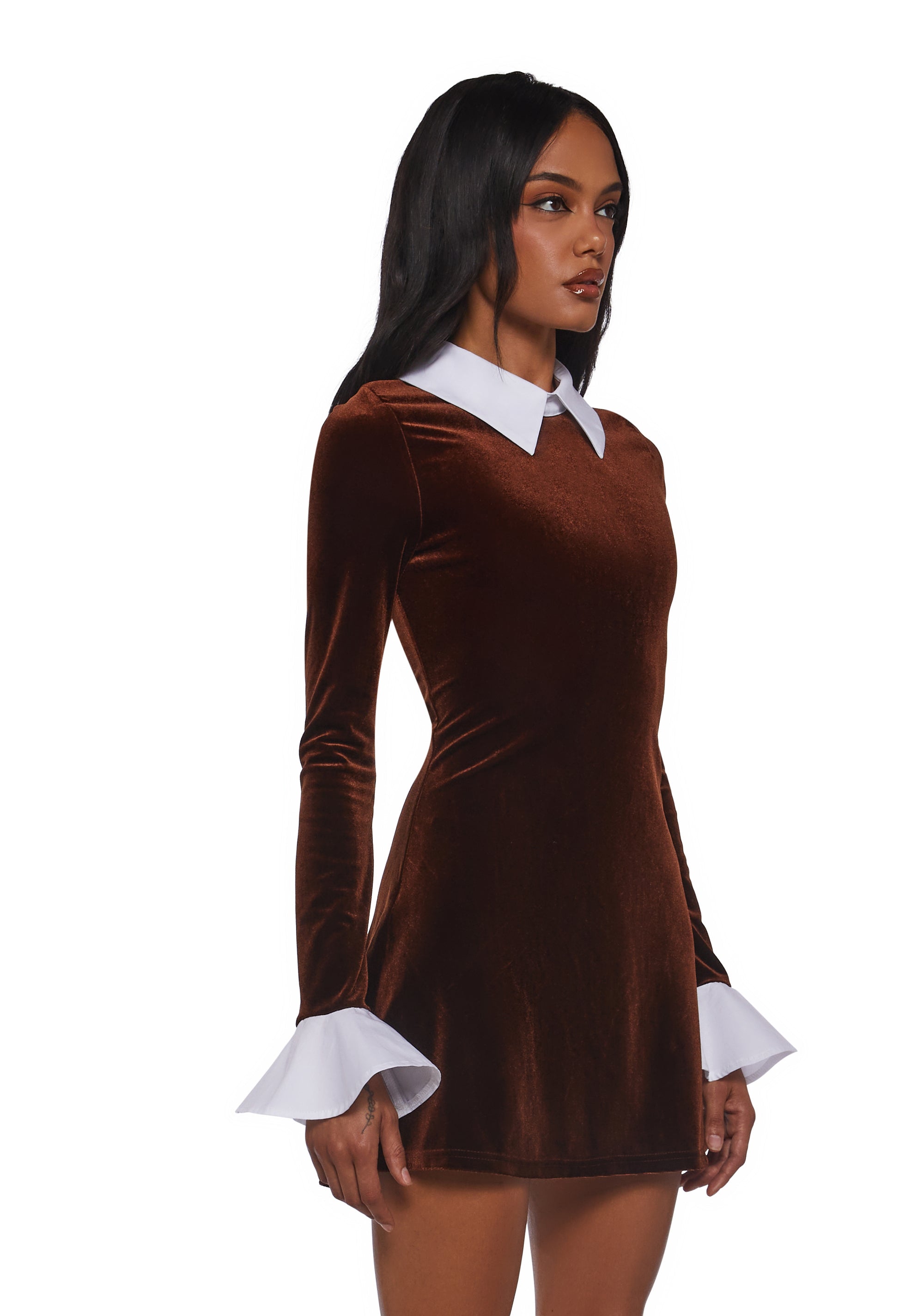 Macchiato Sessions Velvet Dress - Brown