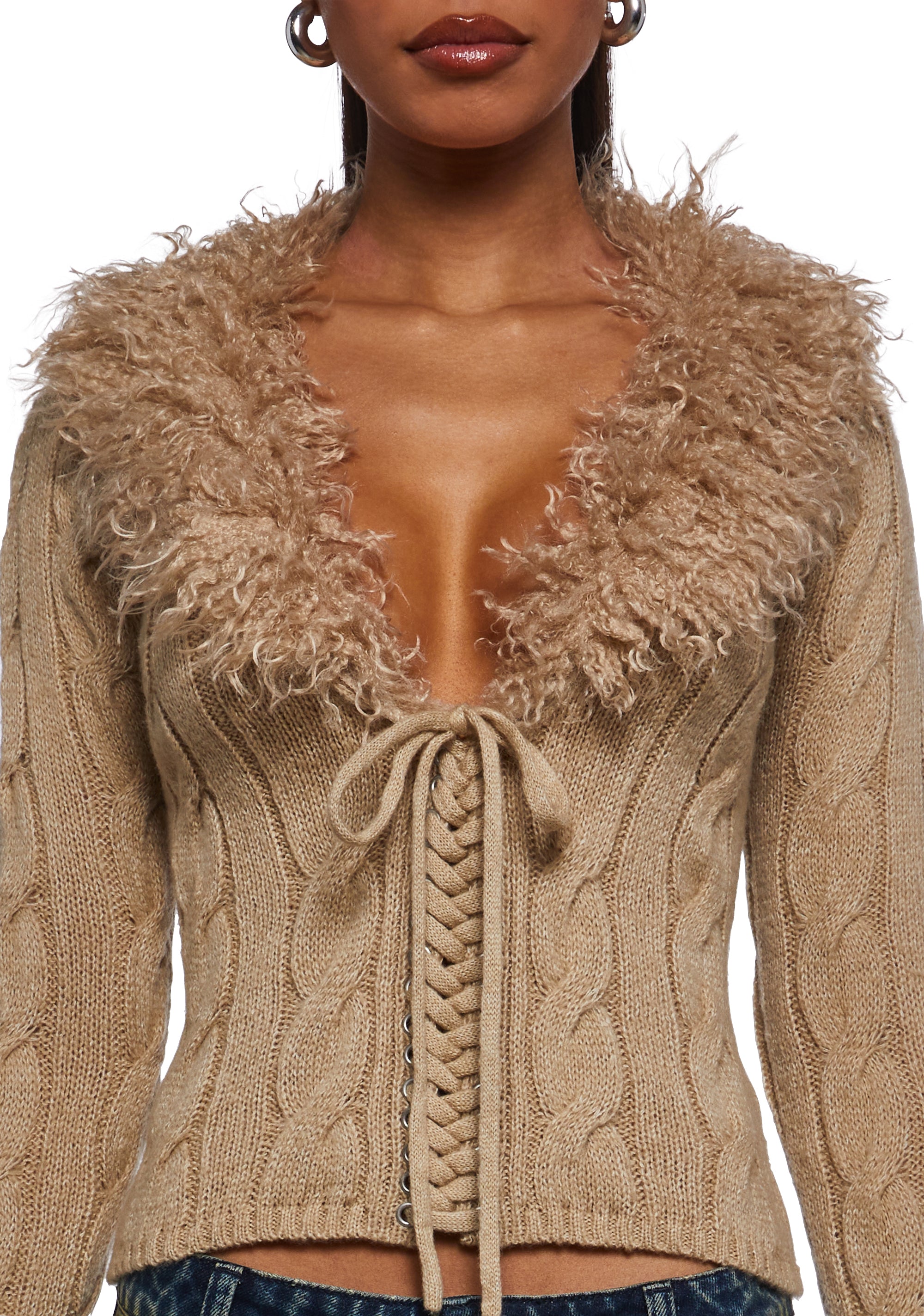 Covet Cable Knit Cardigan - Off White