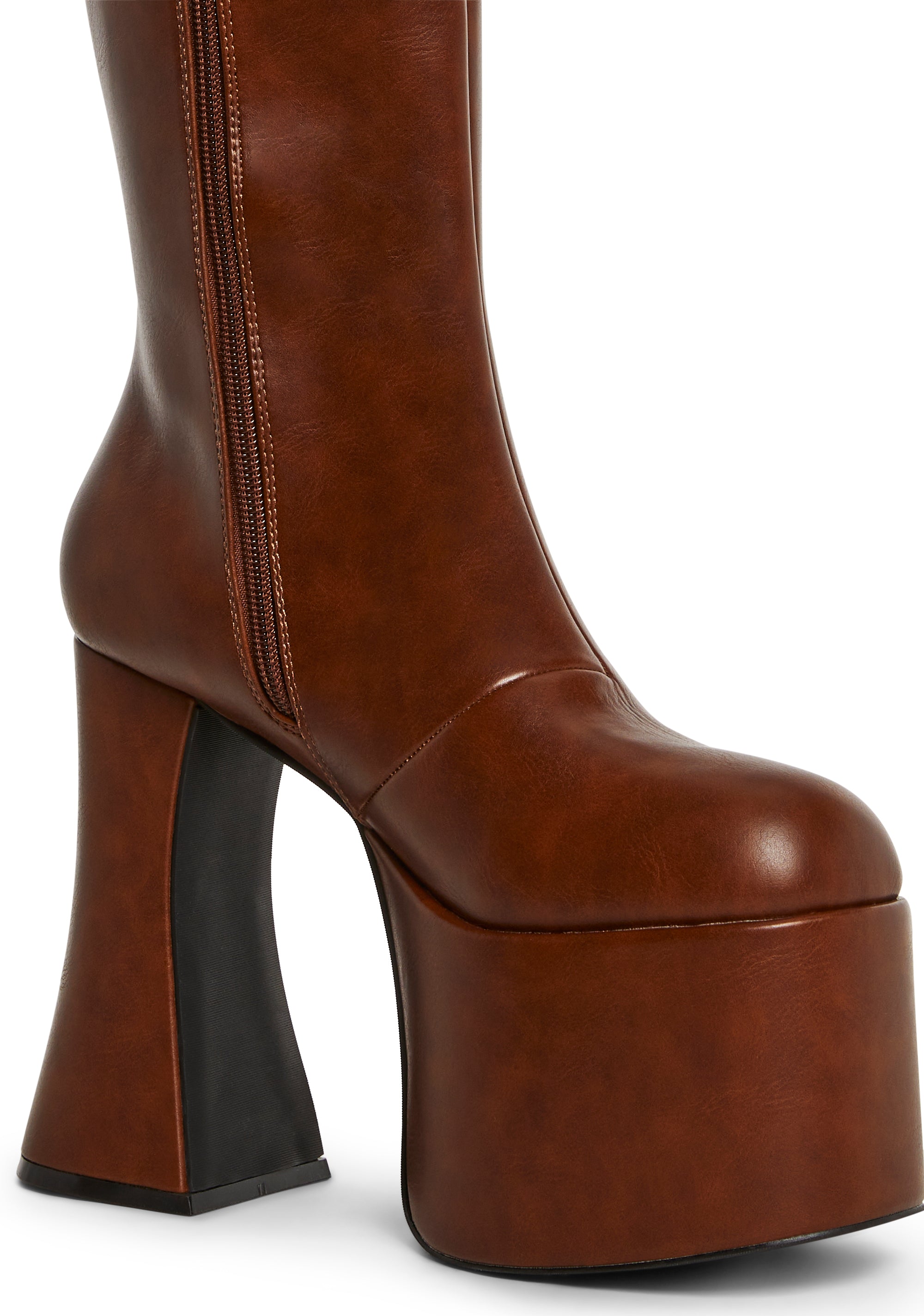 Retro Party Platform Boots - Brown - alternate