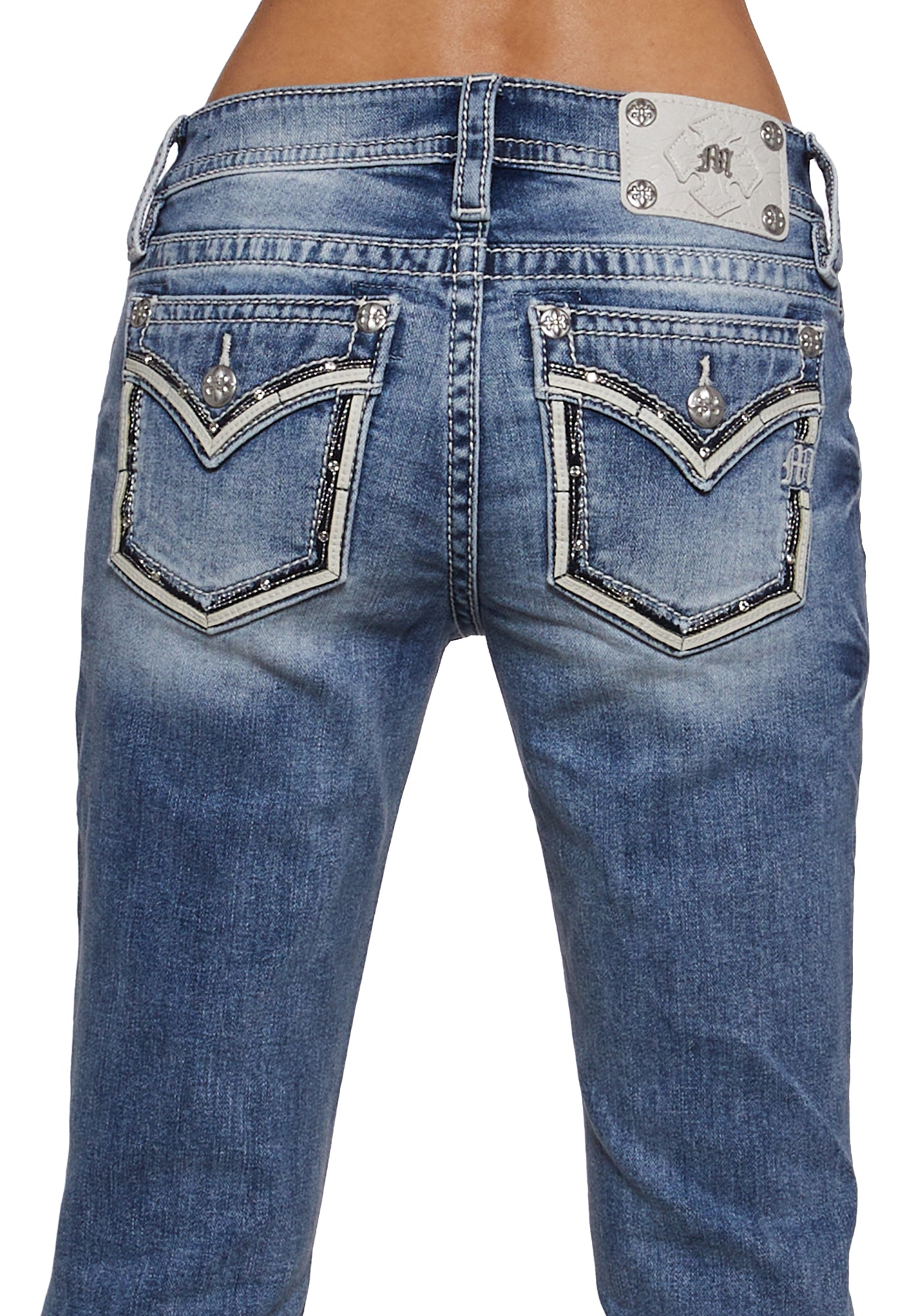 MISS ME Low Rise Bootcut Washed Y2K Denim - Blue – Dolls Kill