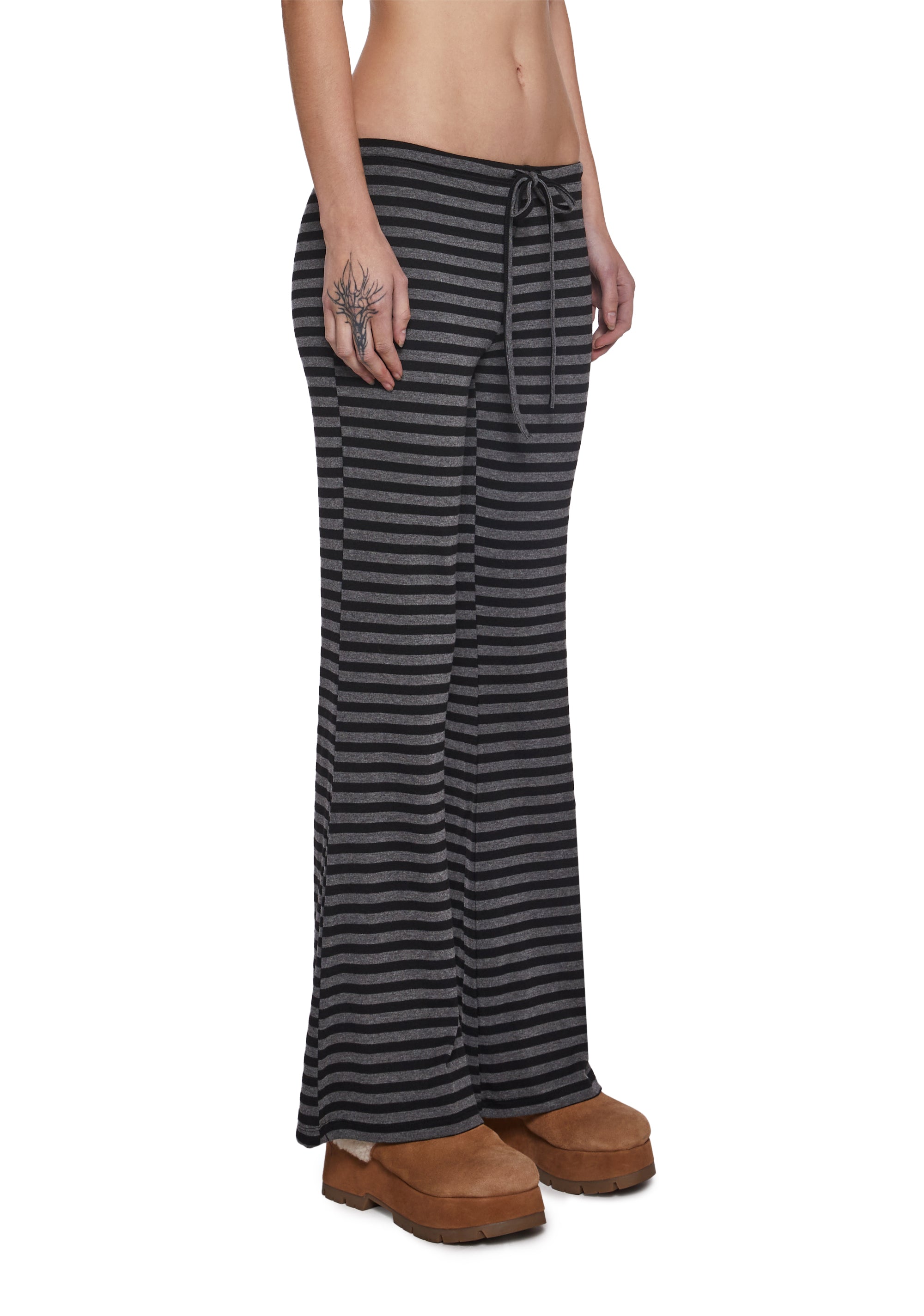 Leave Me Alone Striped Pants - Gray