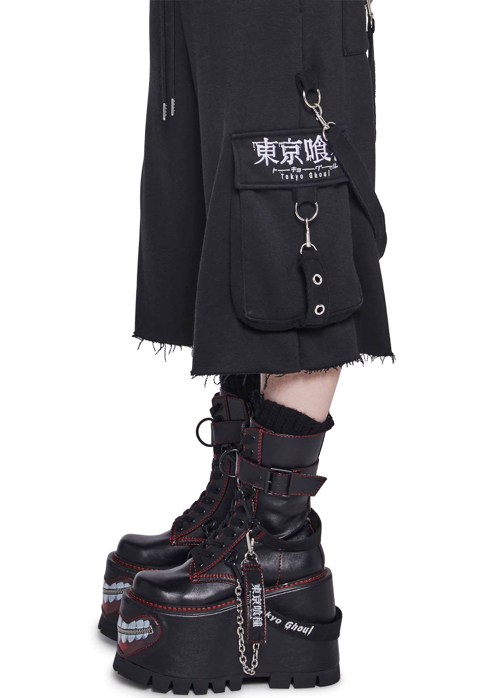 Dolls Kill x Tokyo Ghoul Washed Cotton Sweatshorts - Black