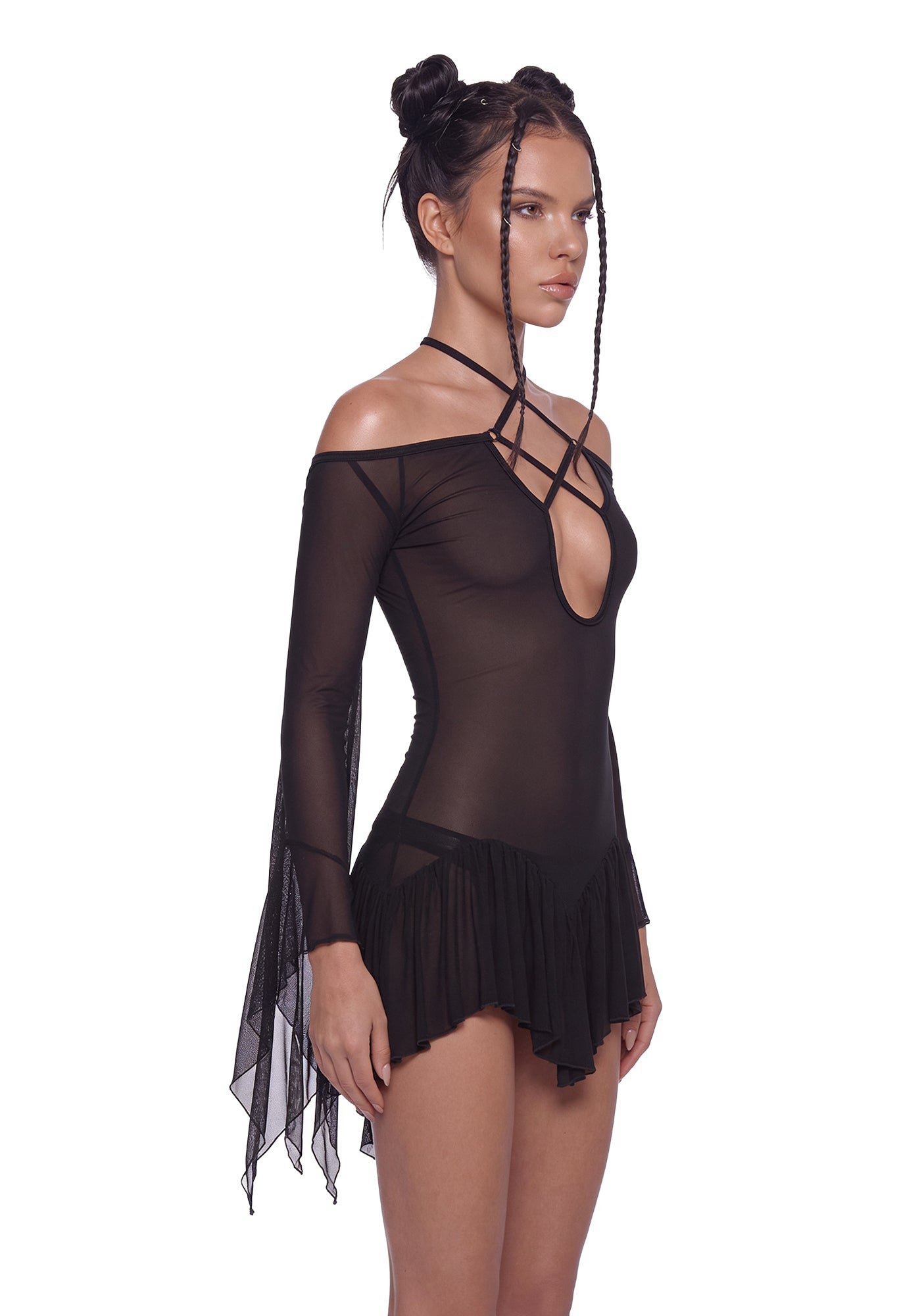 Festival Rave Fairy Mesh Flowy Dress - Black Dolls Kill Festival Rave Fairy Mesh Flowy Dress - Black Dolls Kill