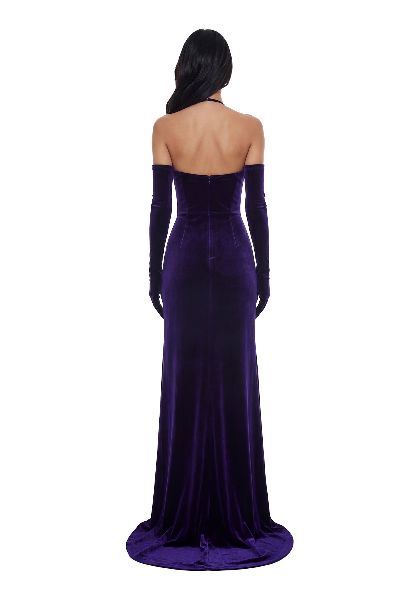 Prom Unholy Velvet Maxi Dress With Gloves And Choker