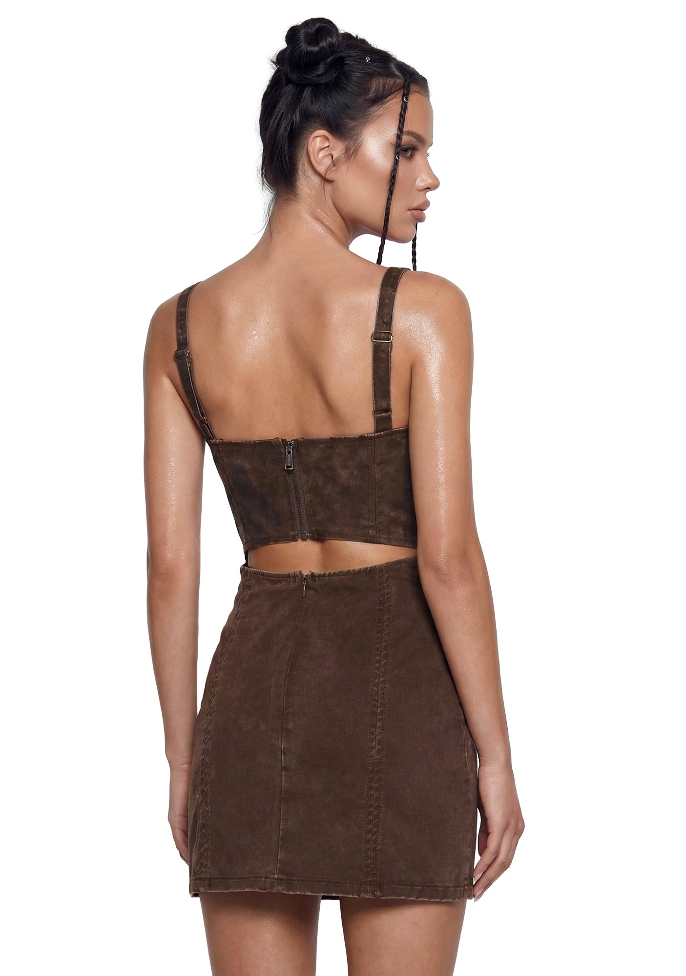 Chord Corset Dress BROWN / X-SMALL Chord Corset Dress BROWN / X-SMALL