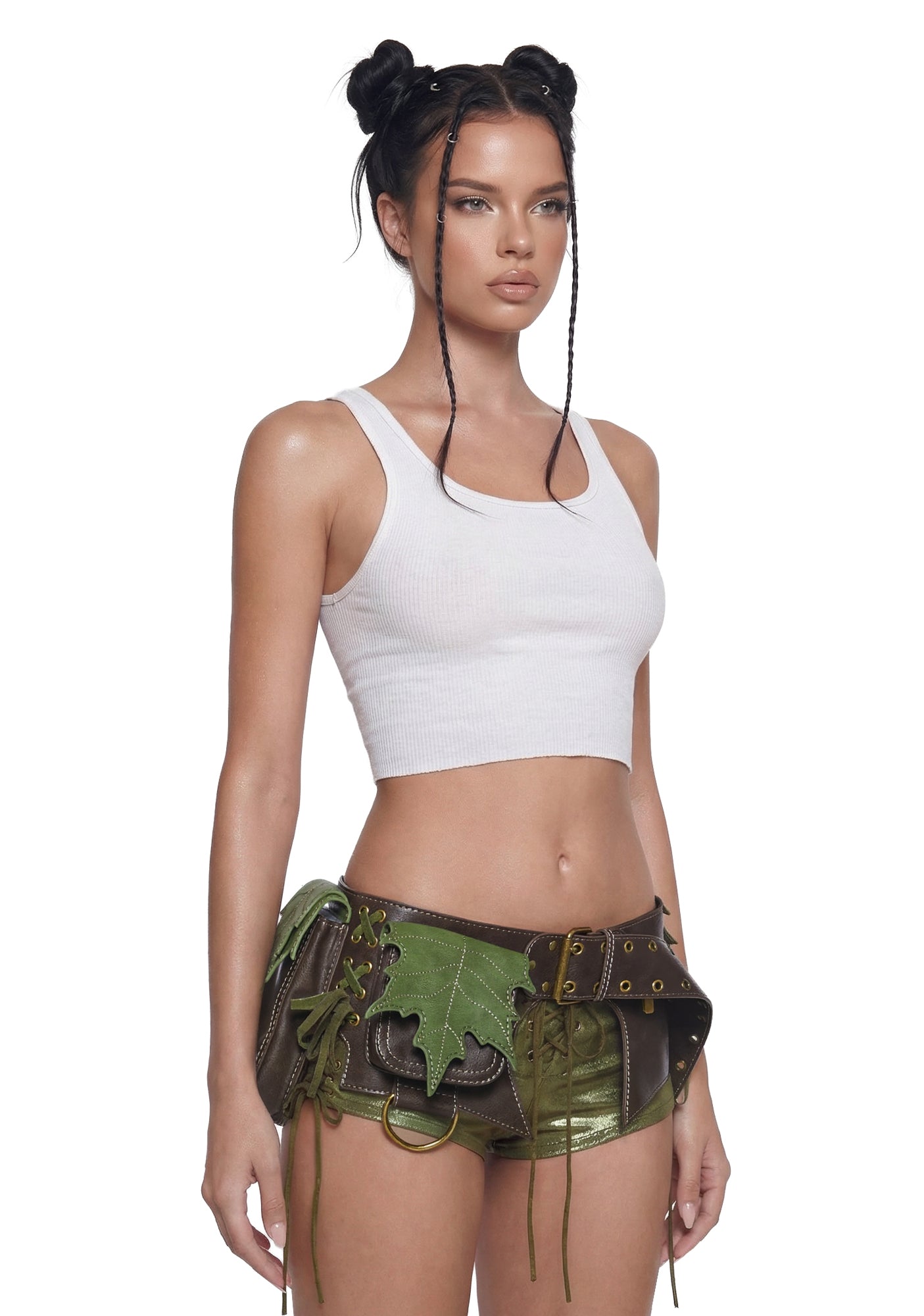 Womens Leaf Fanny Pack Waist Belt Club Exx - Brown – Dolls Kill display picture 1