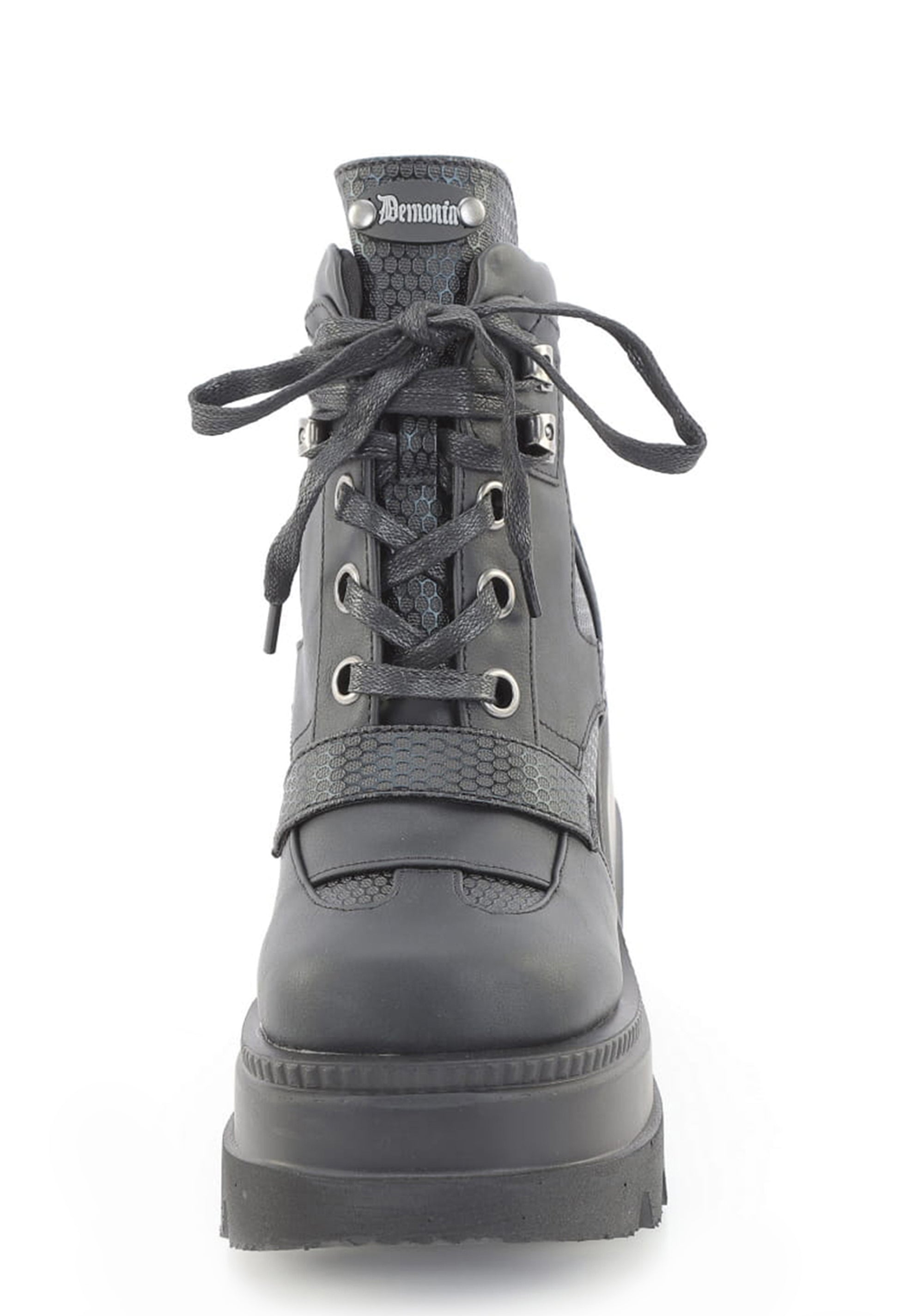 Demonia Vegan Leather Wedge Platform Ankle Boots - Black – Dolls Kill