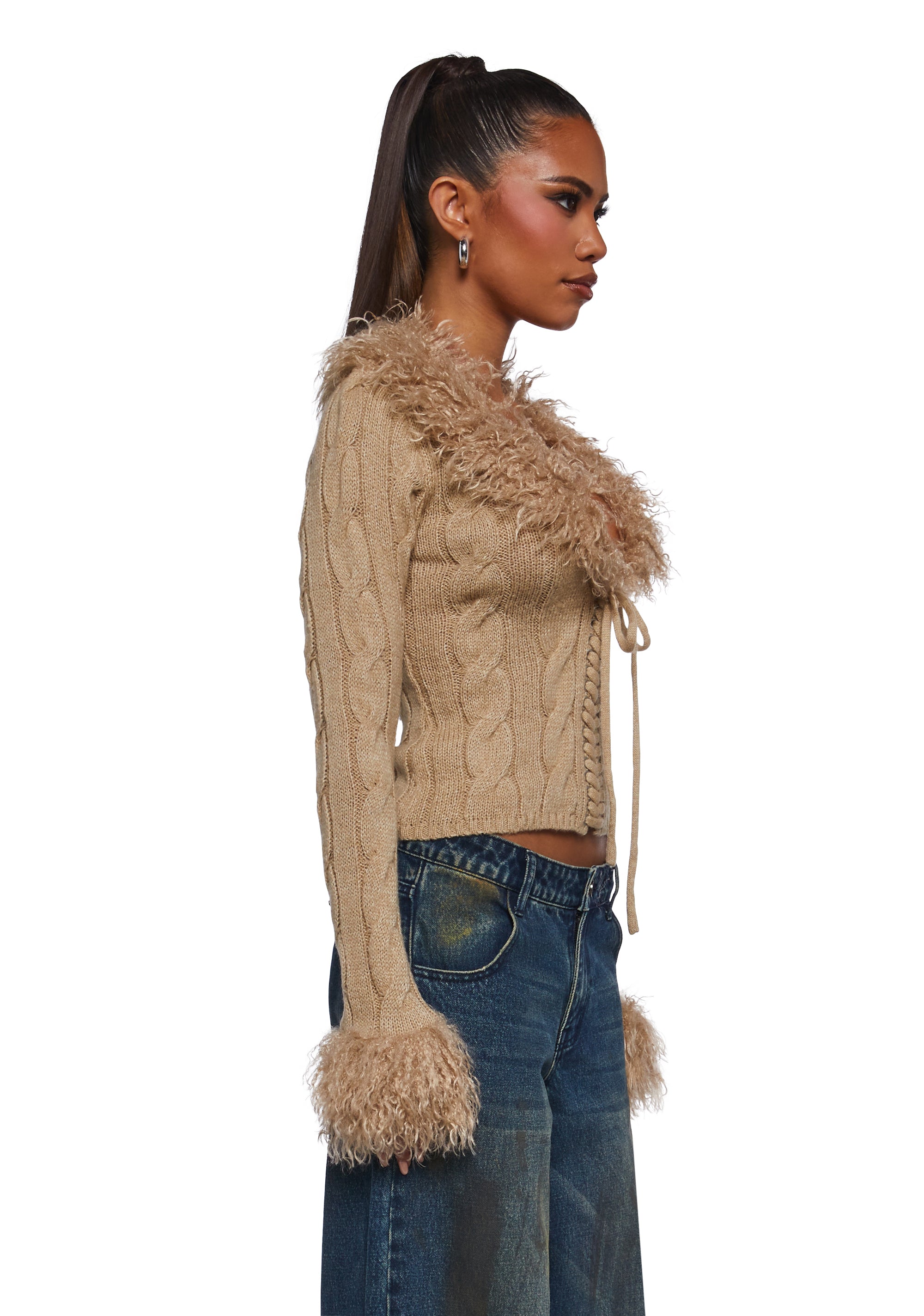 Covet Cable Knit Cardigan - Off White