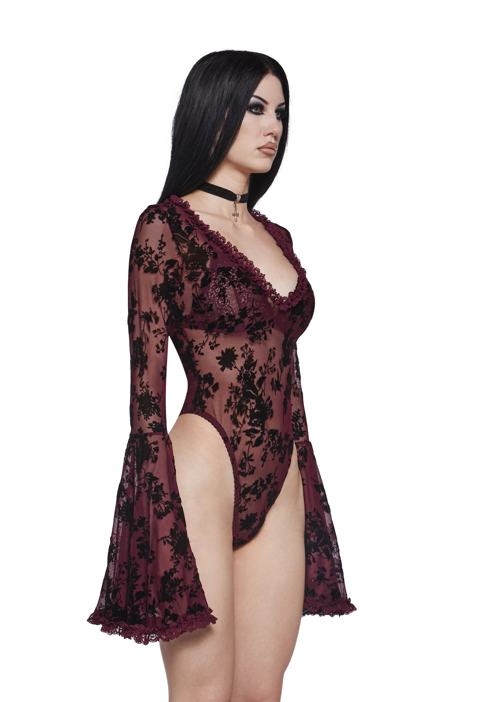 Pursuit Of Blood Mesh Bodysuit - Red