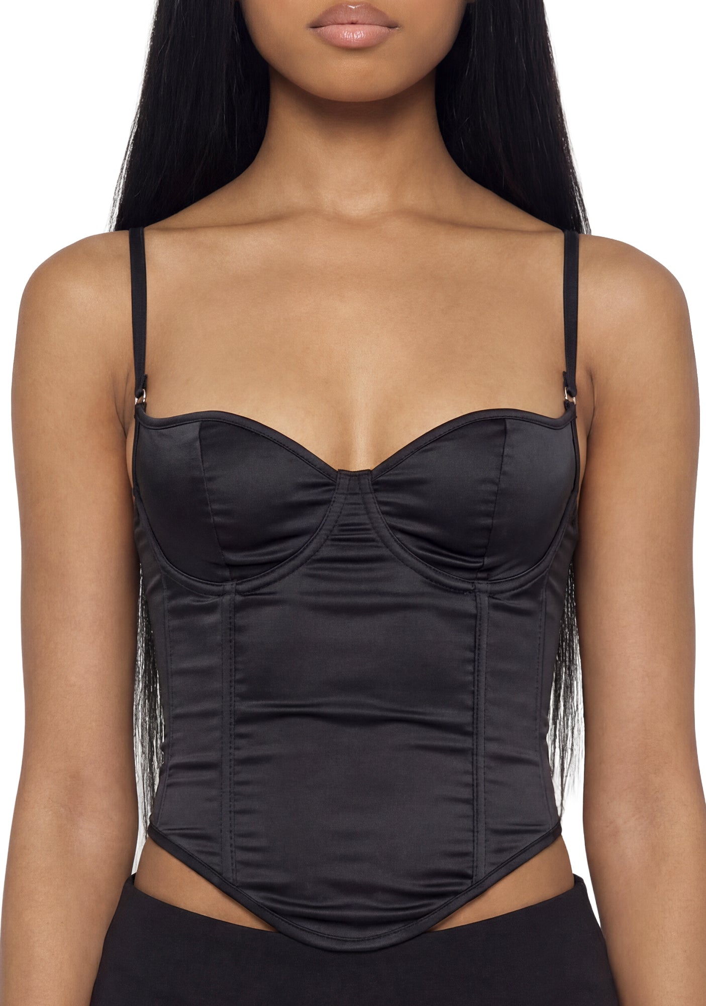 Satin Sweetheart Corset Tank Top - Black – Dolls Kill
