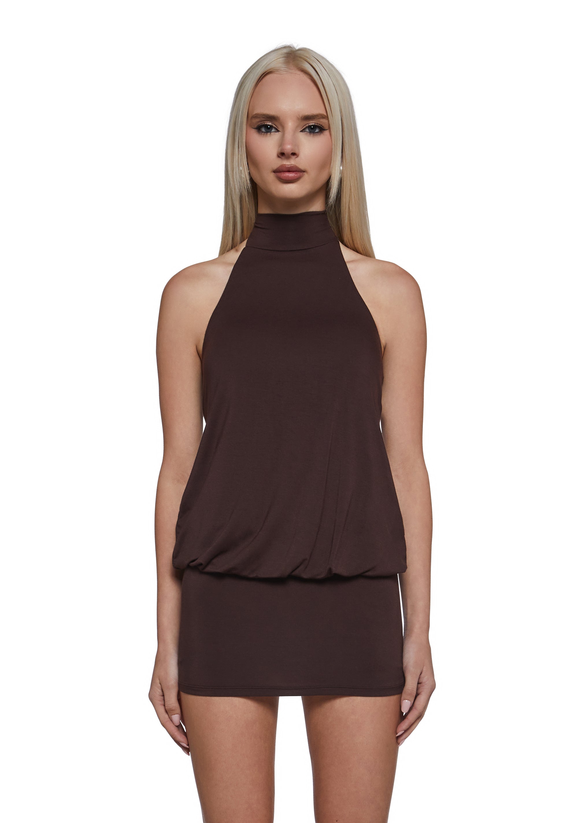 Womens High Neck Halter Dress