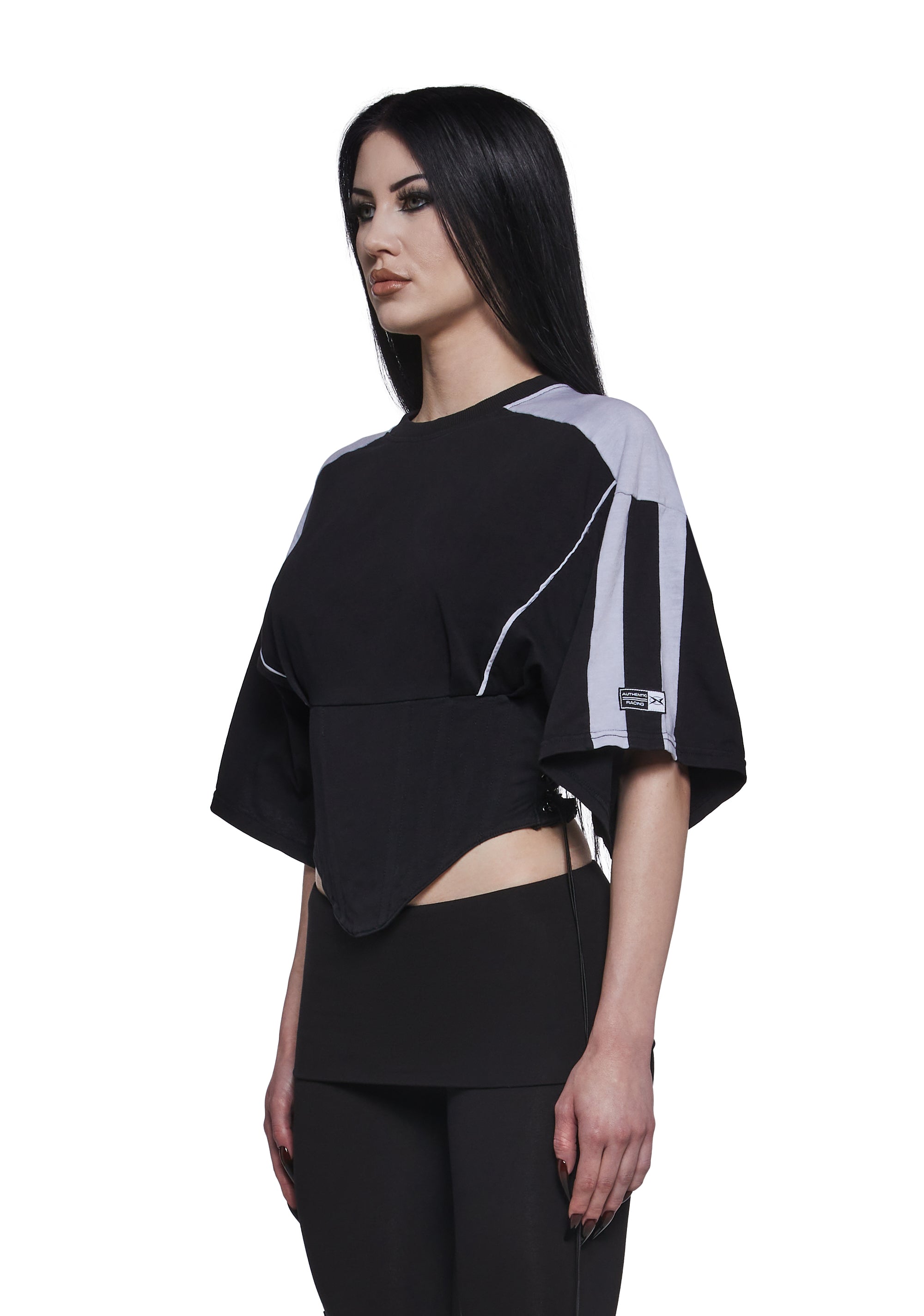 Team Player Corset T-Shirt - Black Washed