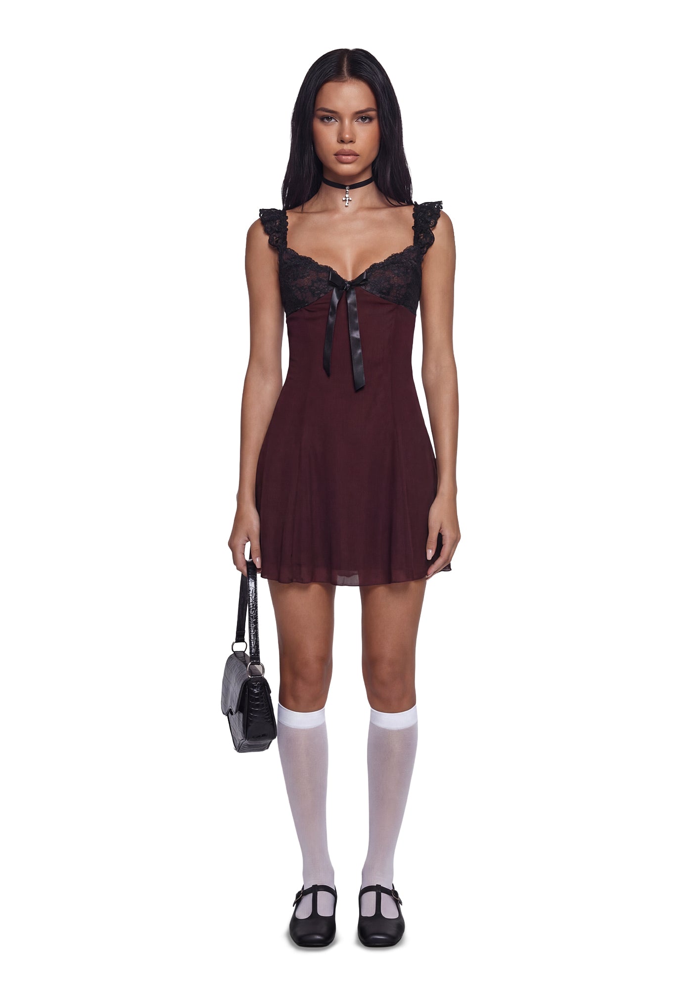 Double Date Mini Dress - Dark Red Double Date Mini Dress - Dark Red