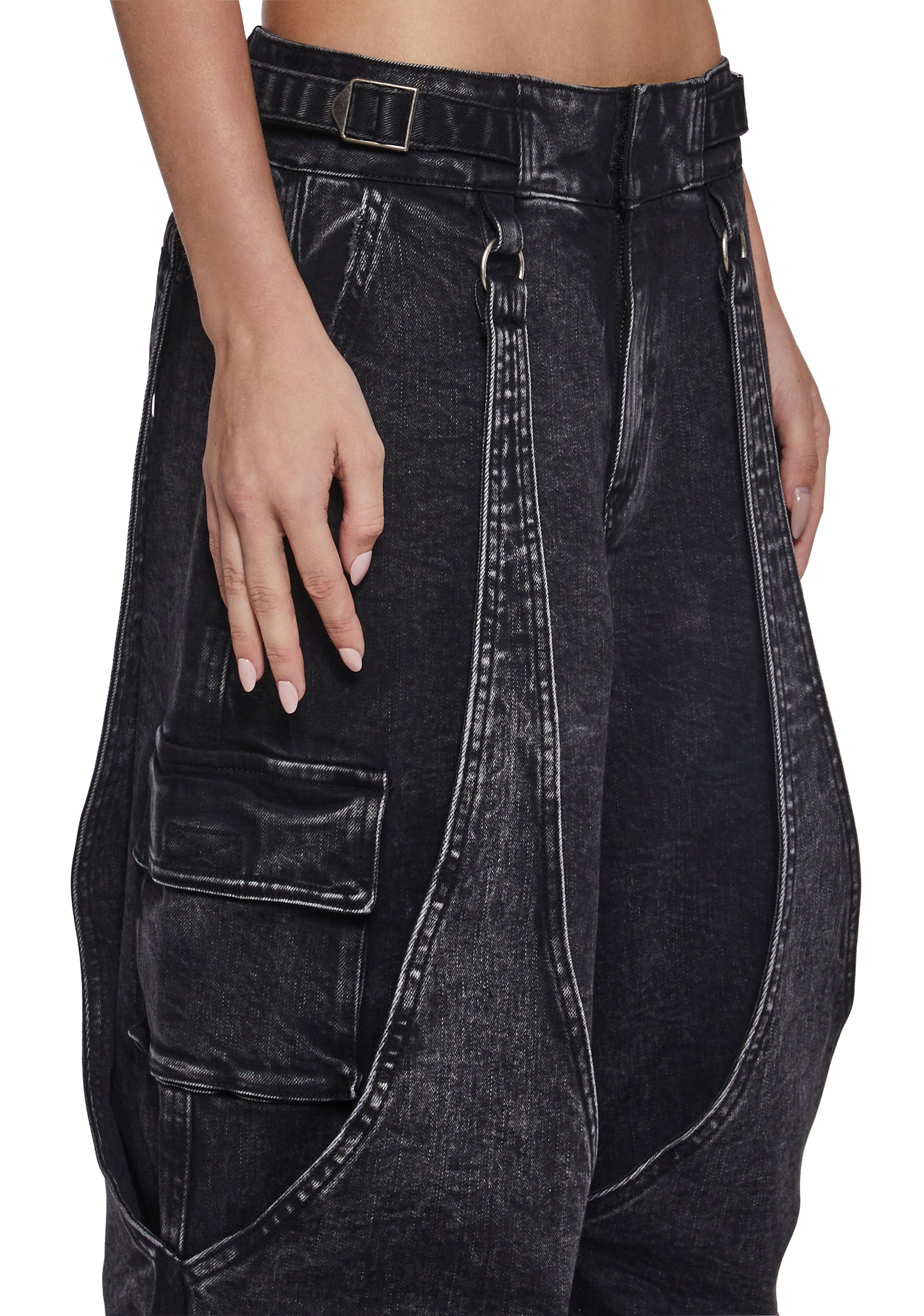 Womens Denim Wide Leg Pants Y2K Darker Wavs - Black – Dolls Kill