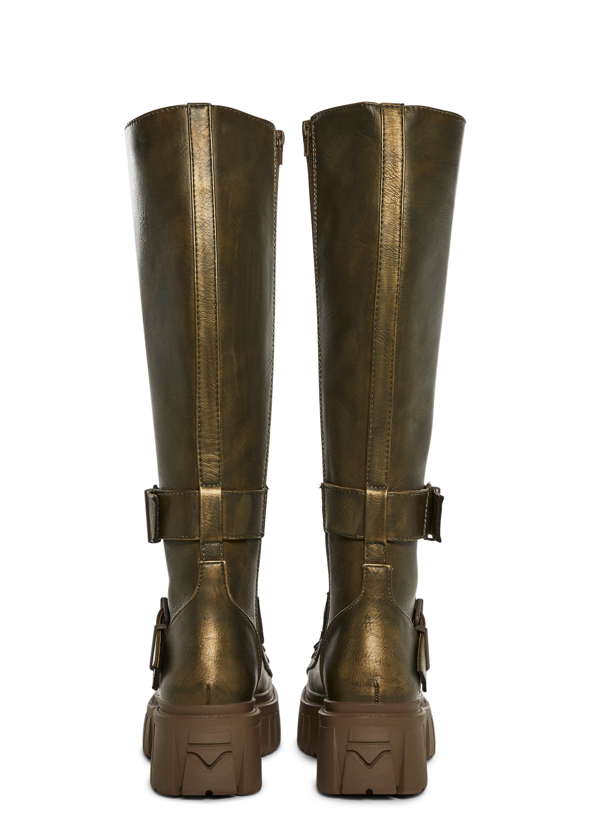 Metallic Knee High Rave Lace Up Boots Burning Man Style - Gold