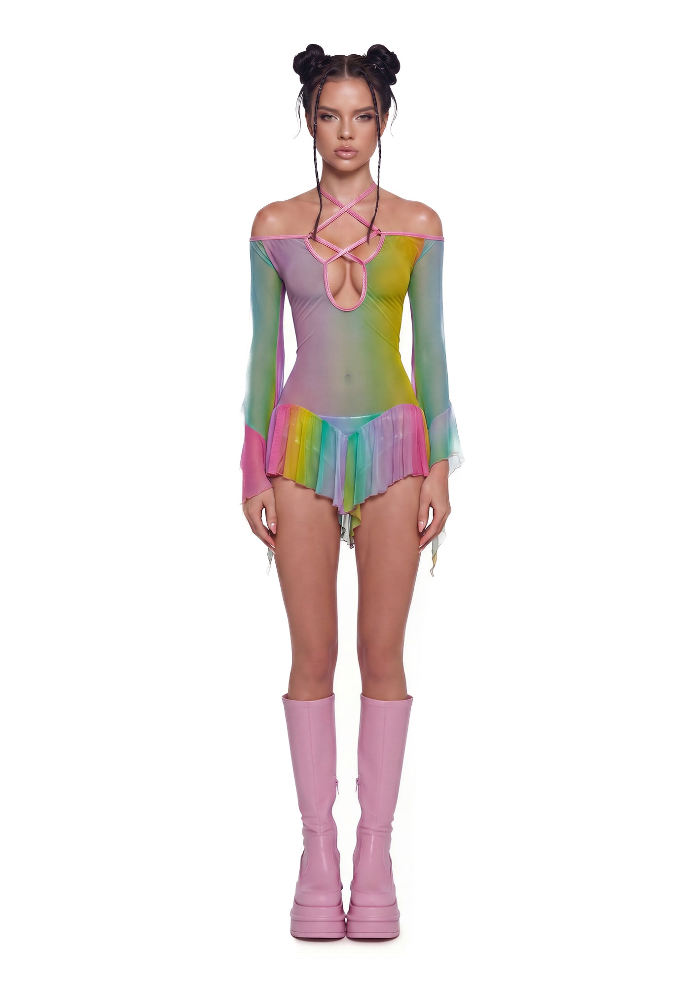 pastel flowy dress Festival Rave Fairy Halter Please strictly follow the Color:Tidal Treasures Veaul 2026 Flower Fairy closet_organization