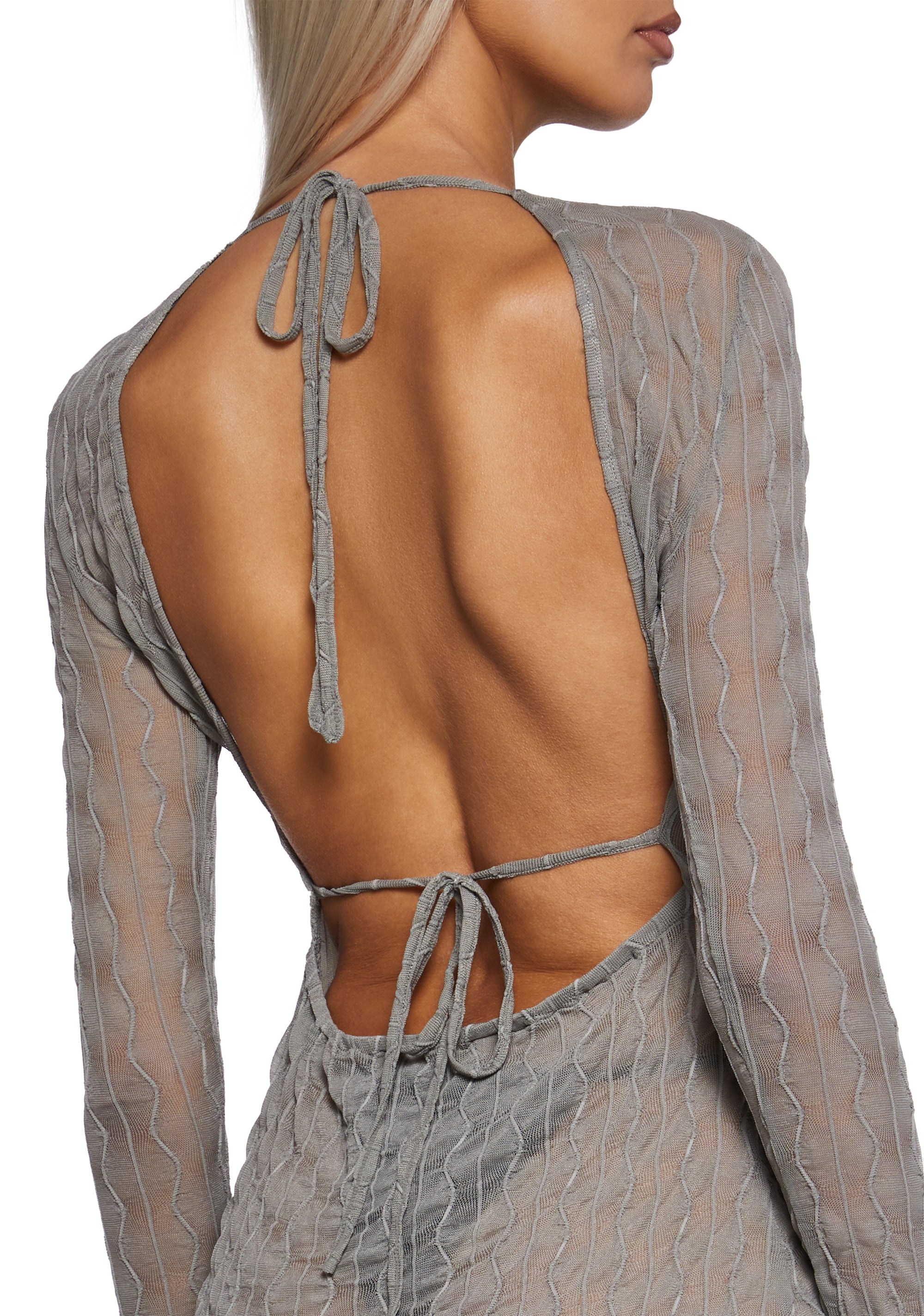Techno Novelty Mesh Dress - Grey