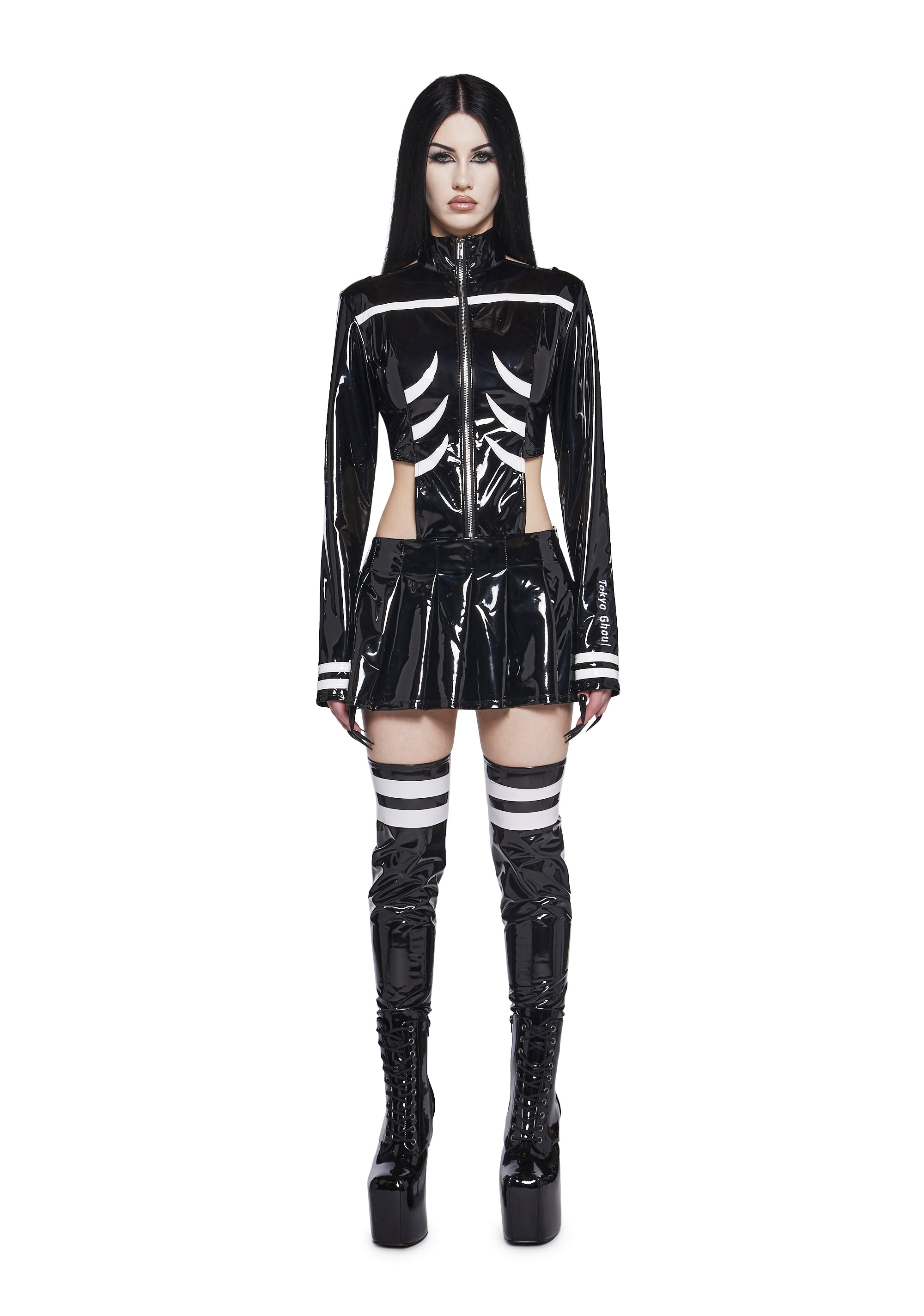 Dolls Kill x Tokyo Ghoul Kaneki Vinyl Cut Out Dress With Leg