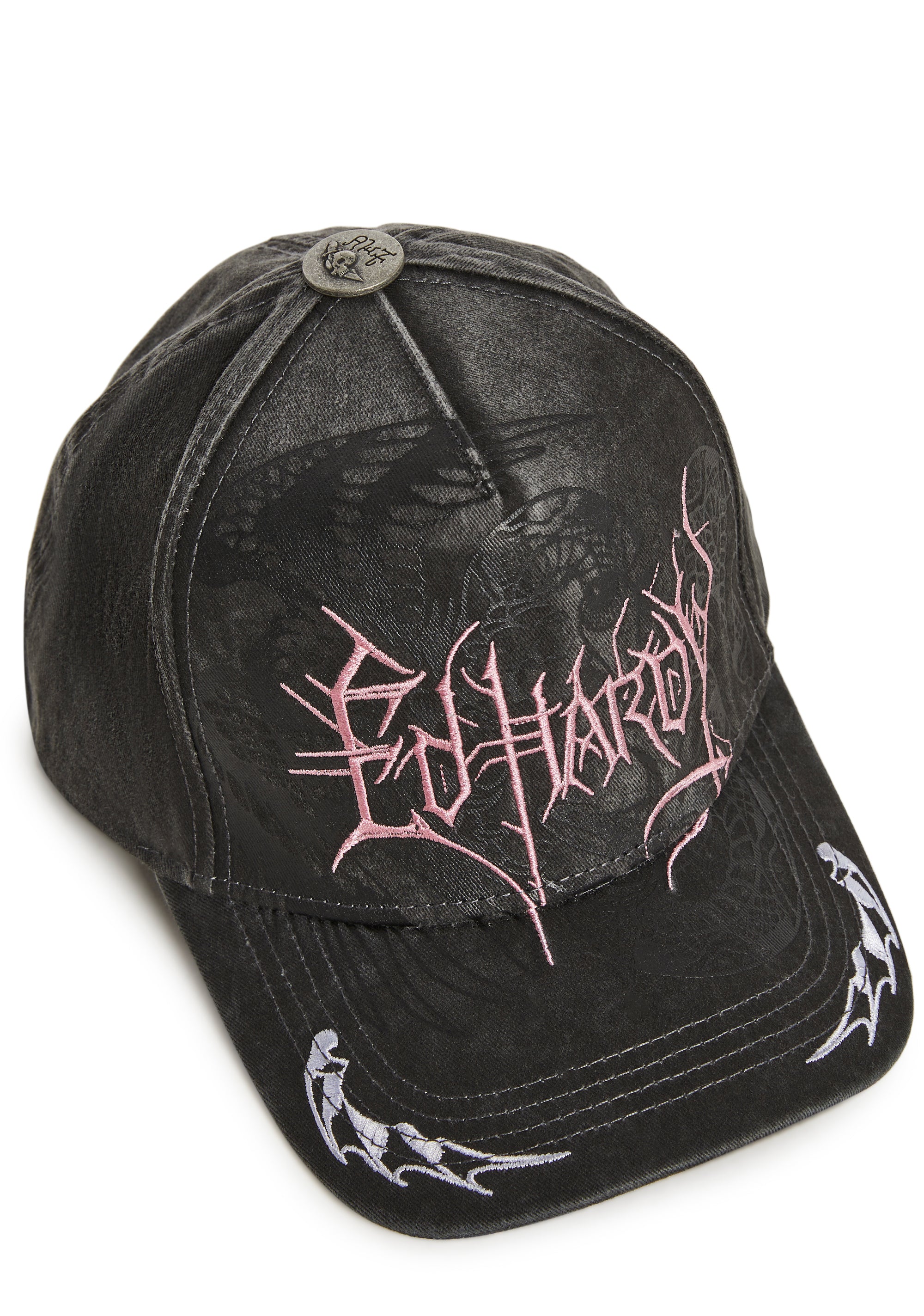 ED Hardy Y2K Grungy Cybercigilism Logo Trucker Hat - Gray – Dolls Kill