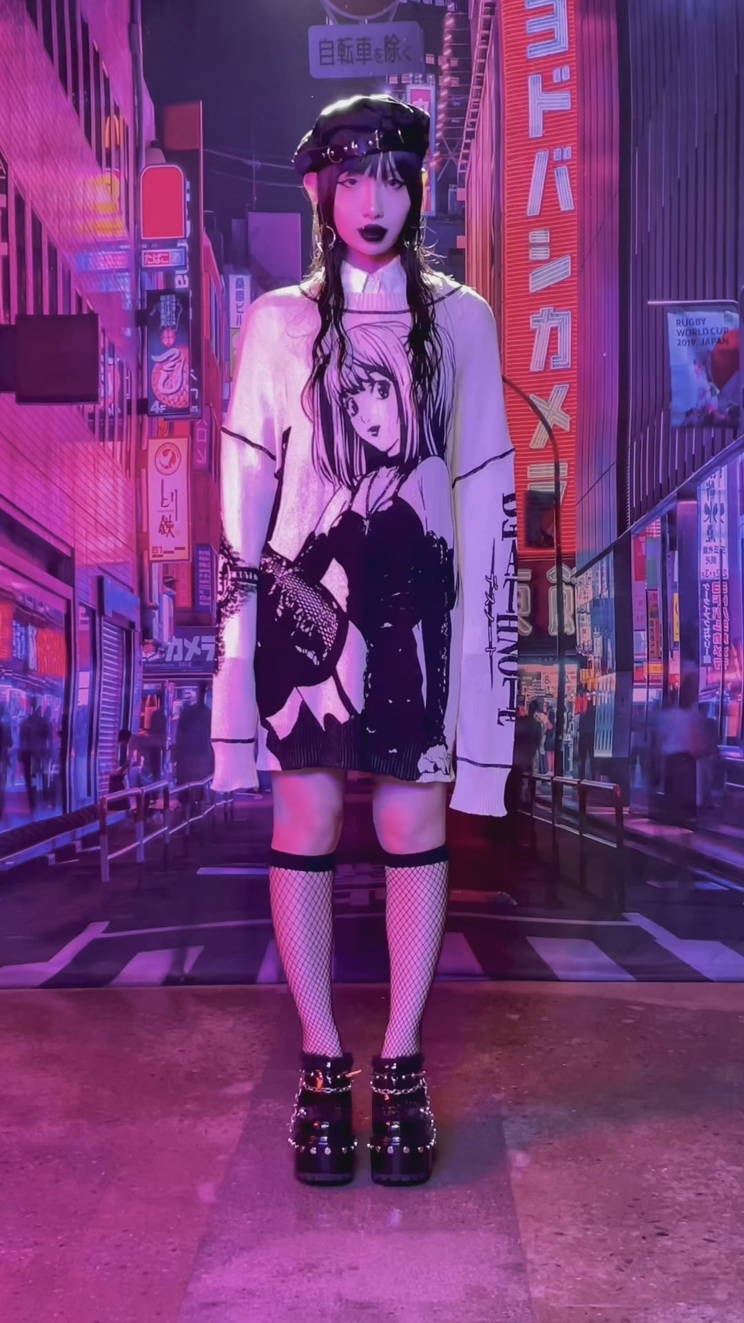 Dolls Kill x Death Note Misa Amane Pop Star Anime Oversized Knit