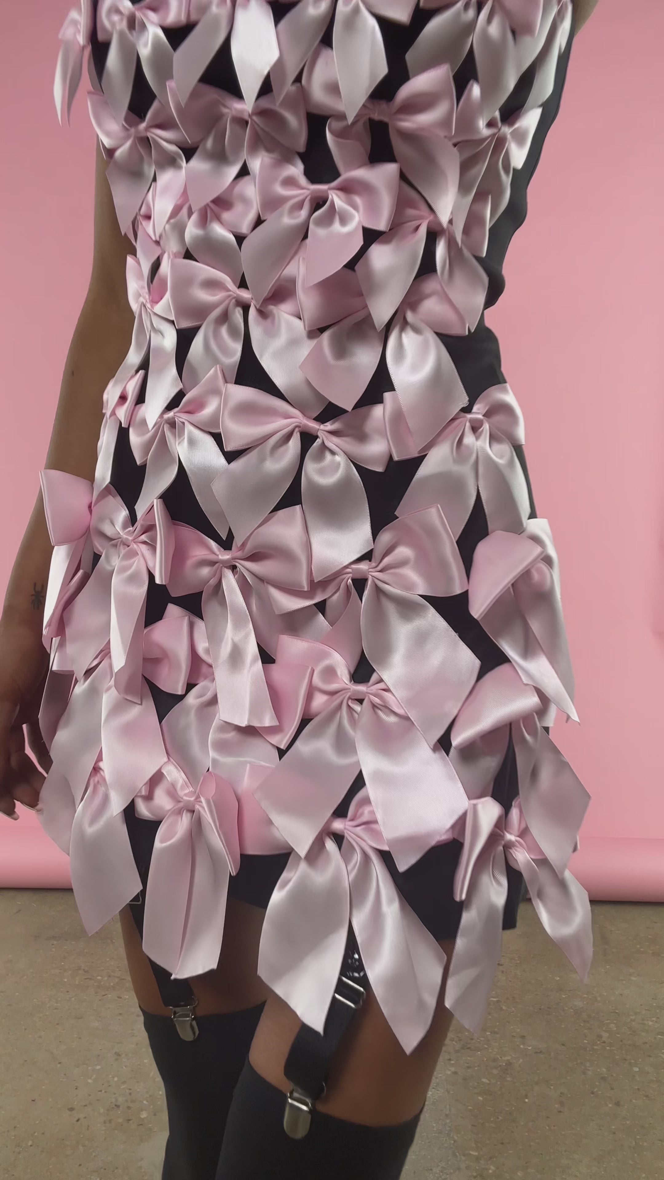 open lace back dress Sugar Thrillz Pastel Goth Twill Satin Bow Mini Dress
