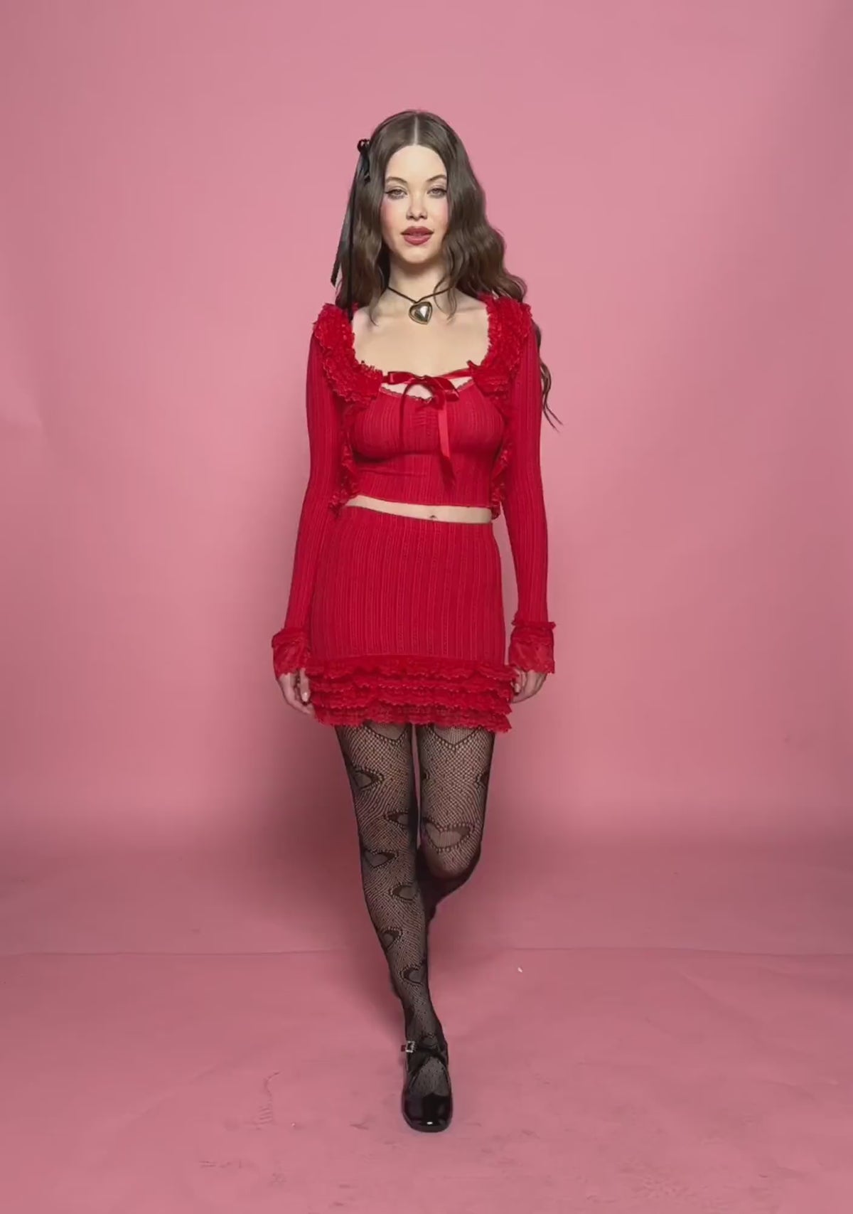 Mistletoe Moves Mini Skirt- Red