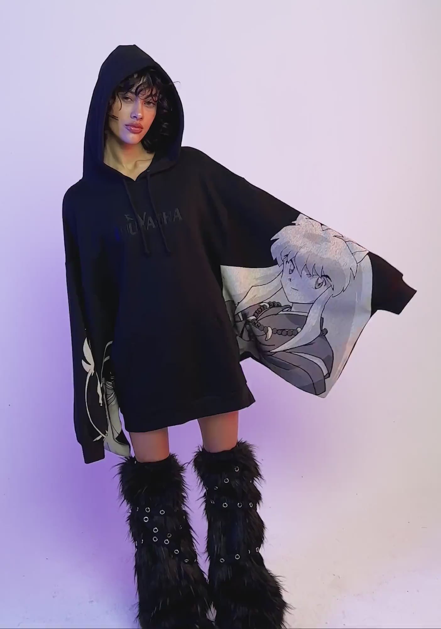 Dolls Kill x InuYasha Batwing Sleeve Oversized Graphic