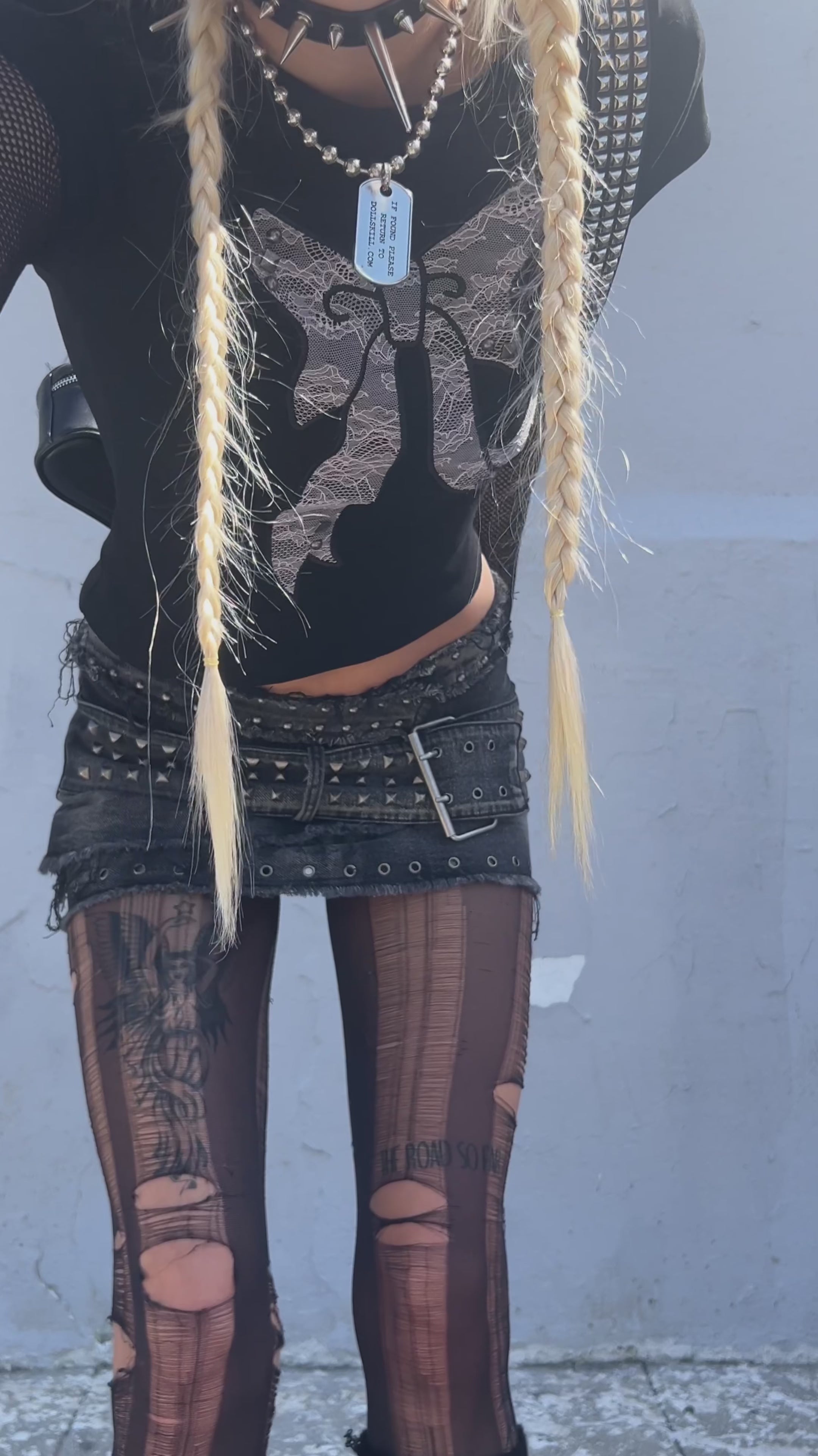 Current Mood Punquetee Punk Rock Washed Twill Studded Belted Current Mood Punquetee Punk Rock Washed Twill Studded Belted