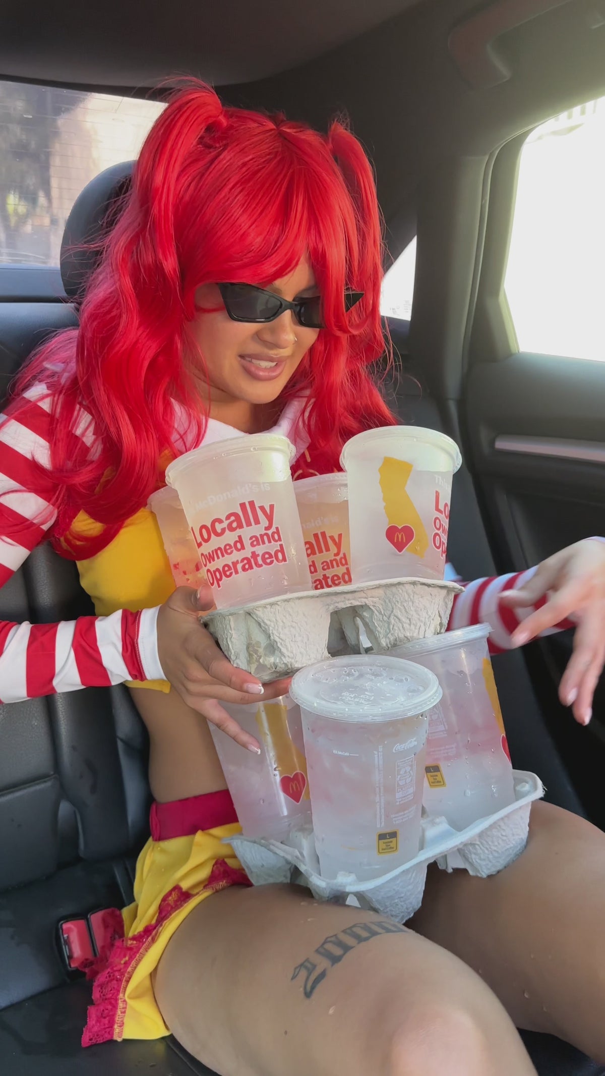 Fast Food Clown Costume and Wig Set