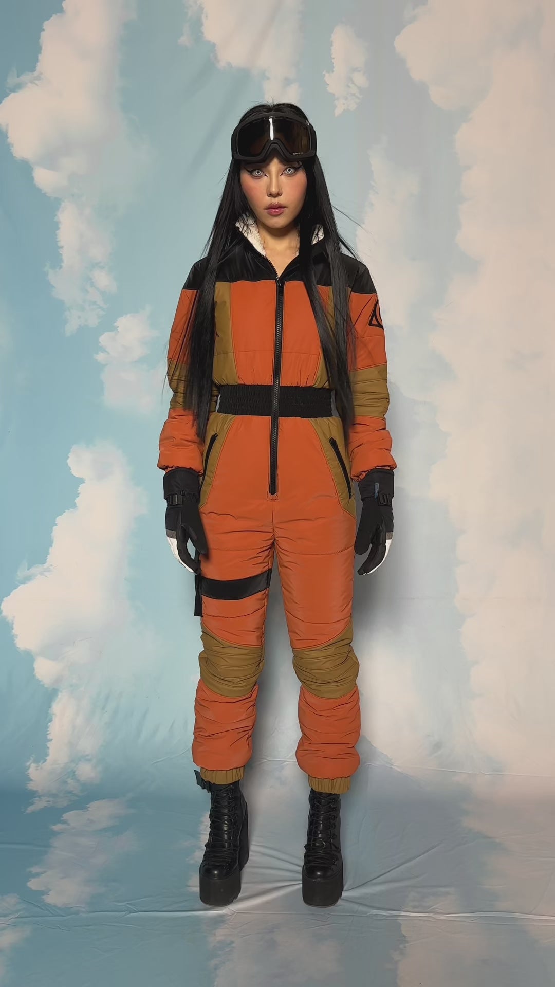 Dolls Kill x NARUTO SHIPPUDEN Colorblock Nylon Sherpa Zip-Up