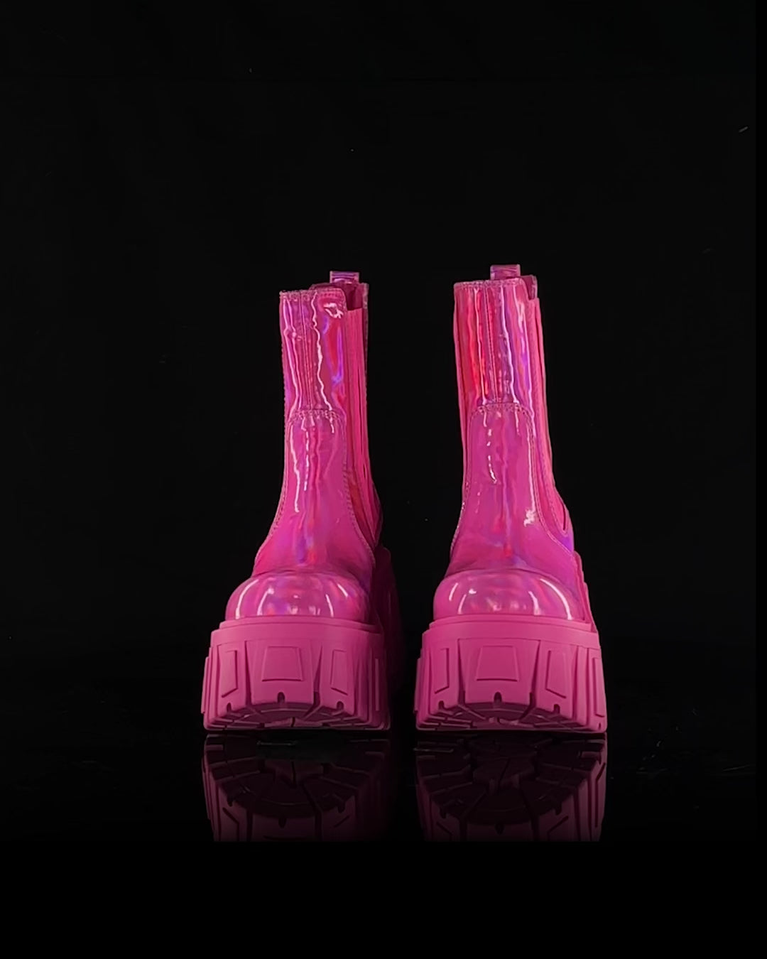 Current Mood Holo Vegan Leather Ankle Boots - Pink – Dolls Kill