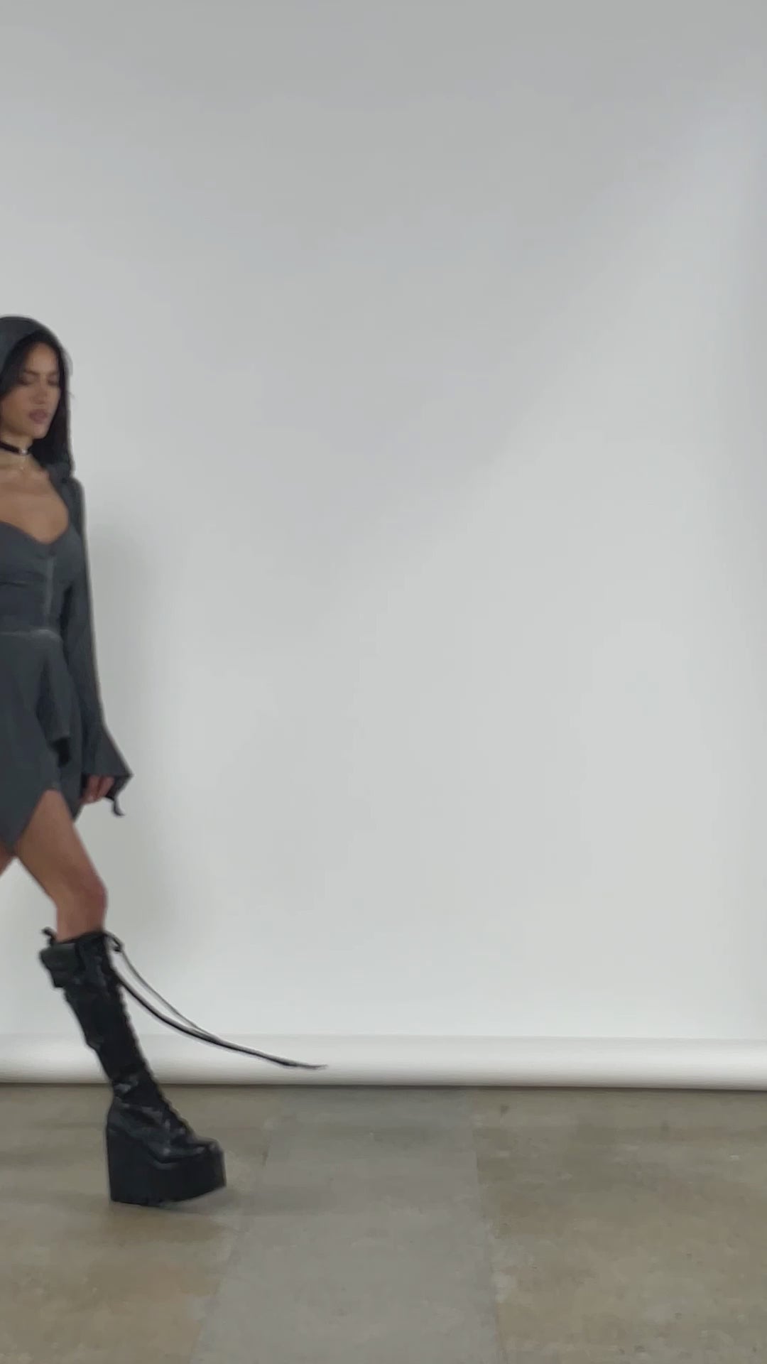 F Is For Fairies® Hooded Mini Dress - Gray