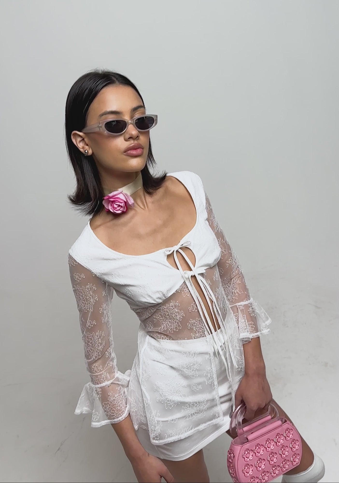 Delia's Floral Lace Top And Skirt Set - White – Dolls Kill
