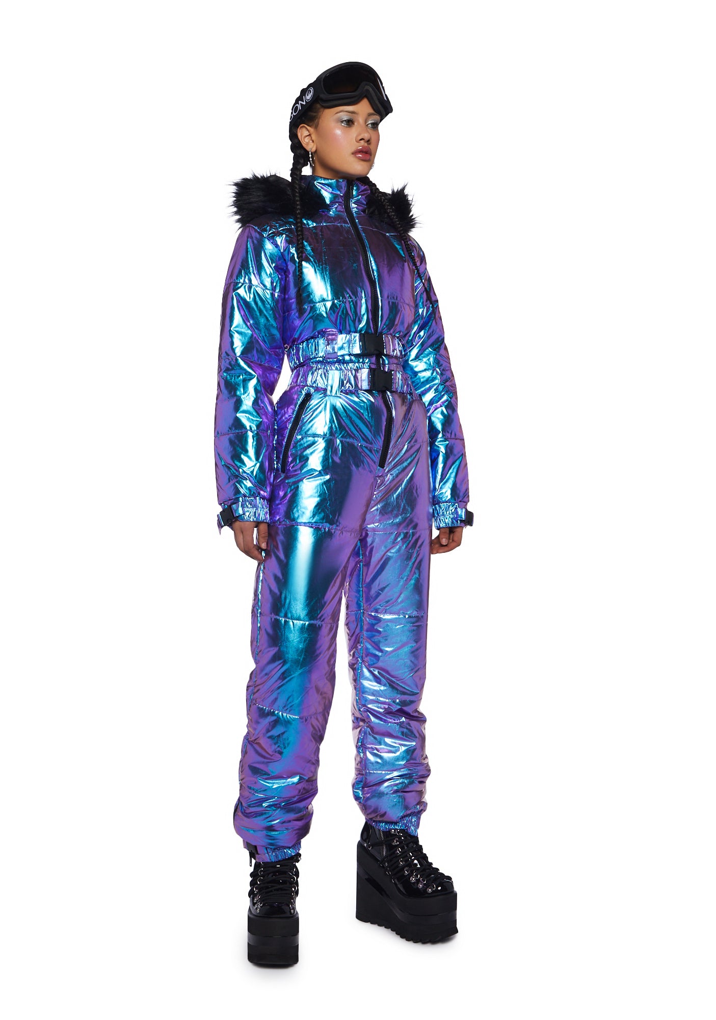Aurora Beam Holographic Snowsuit - Blue