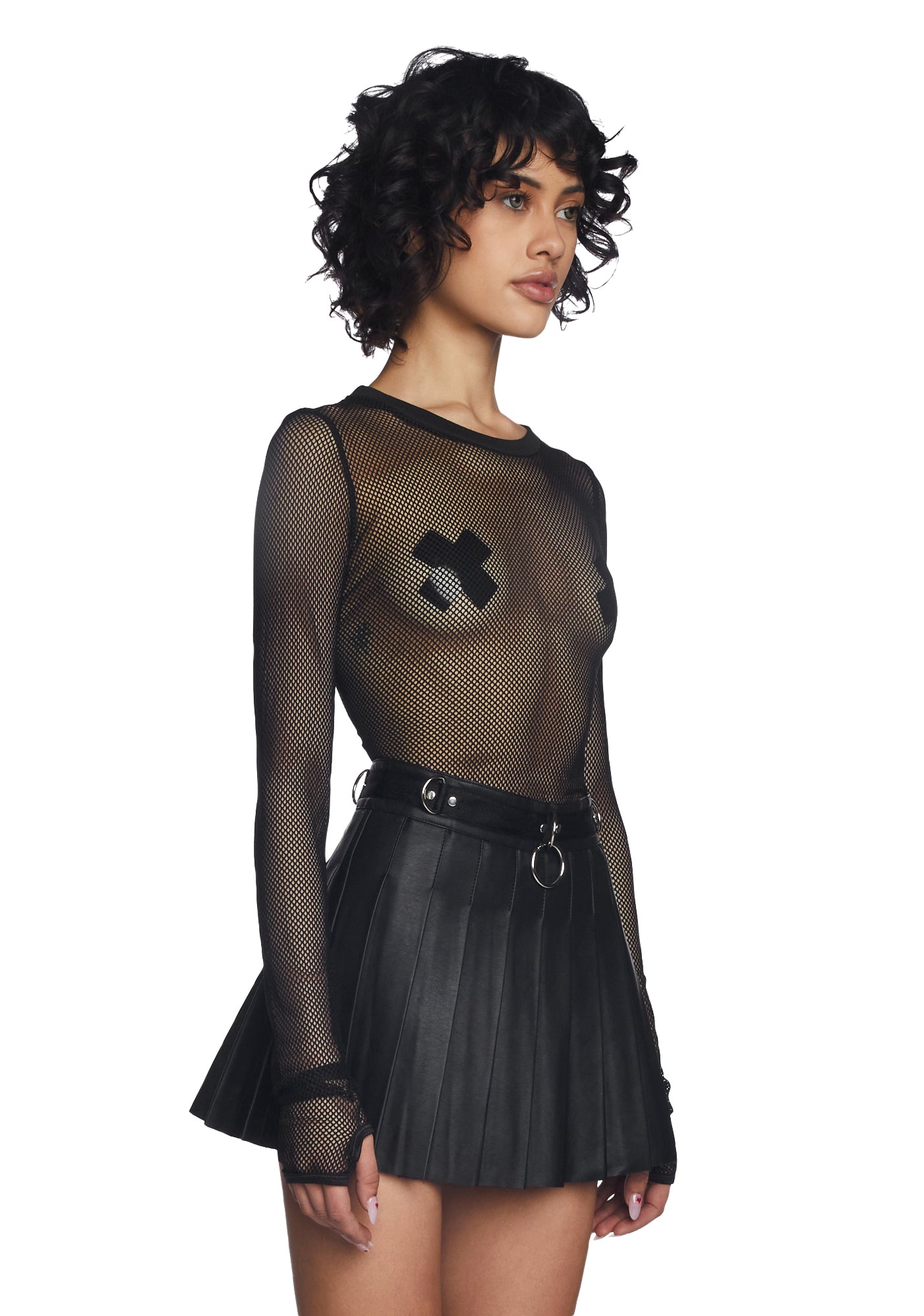 Current Mood Fishnet Long Sleeve Top Black Dolls Kill
