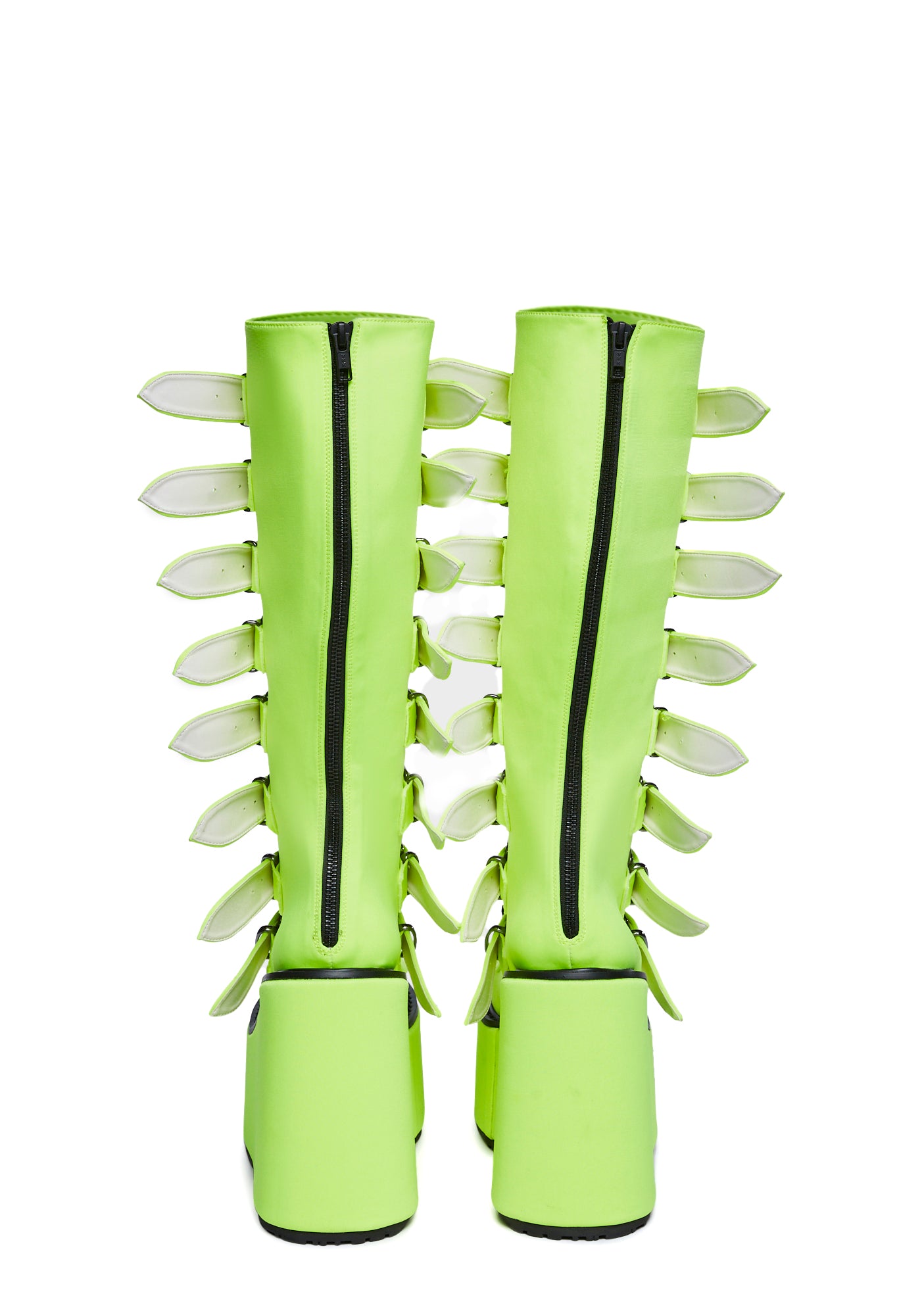Demonia x Dolls Kill Swing-815 Buckle Boots - Neon Yellow